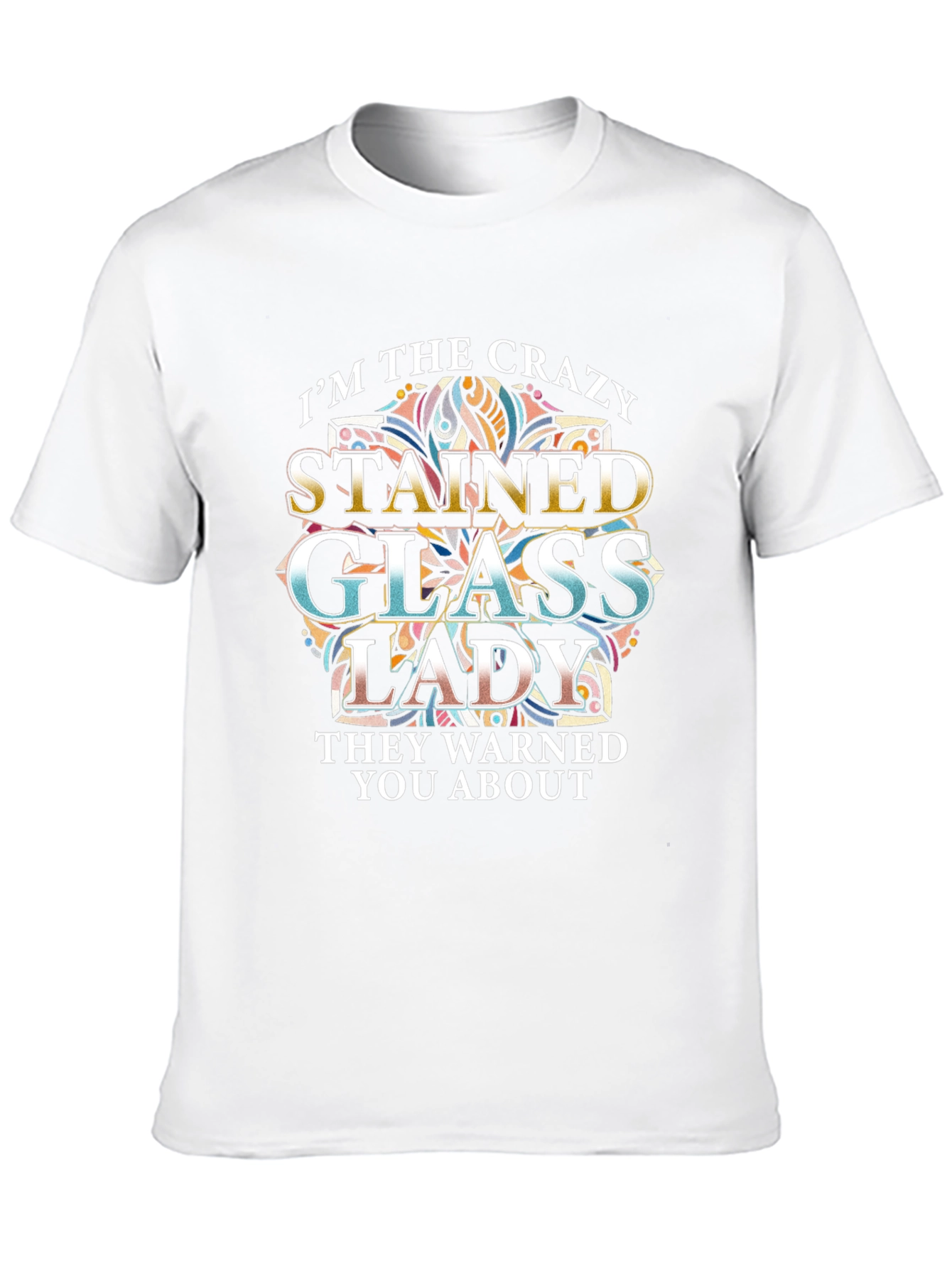 Crazy Stained Glass Lady T-Shirt - Unique Design