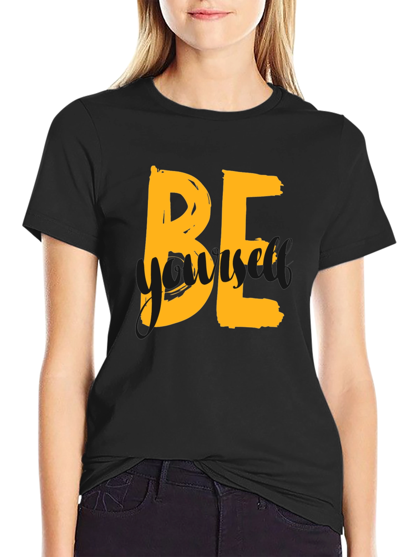 Be Yourself Graphic Tee - Trendy Black T-Shirt