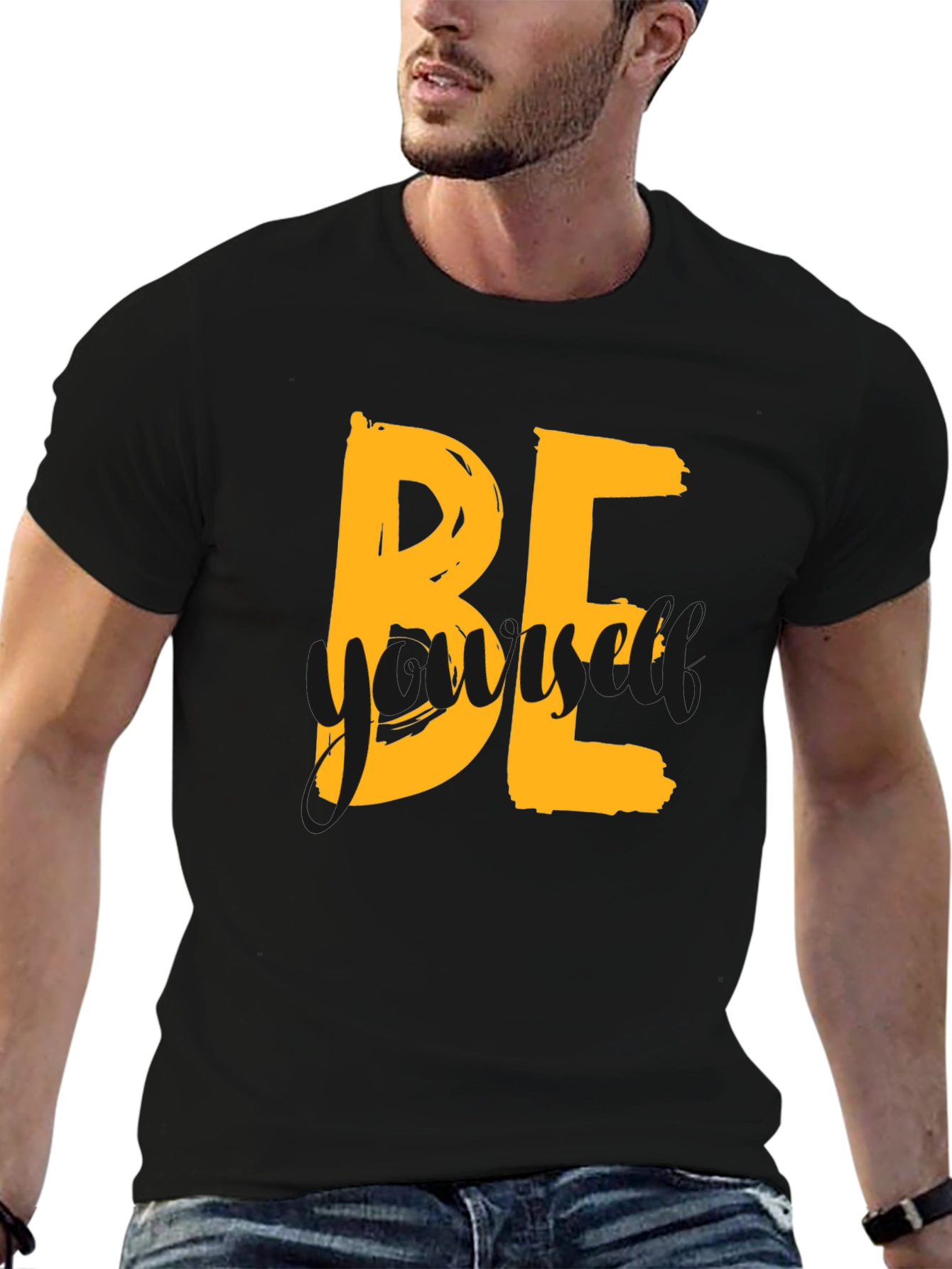 Be Yourself Graphic Tee - Trendy Black T-Shirt