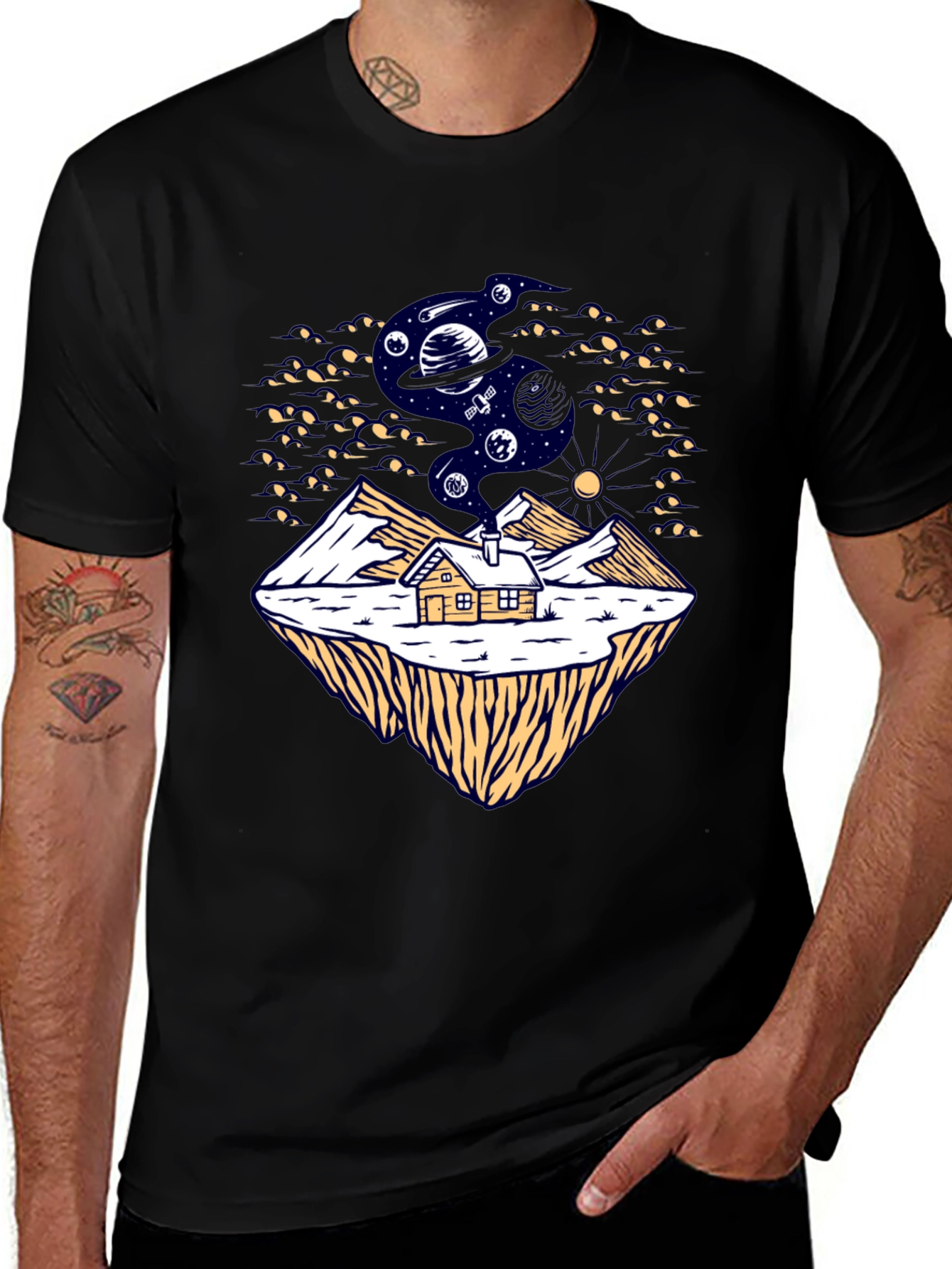 Cosmic Cabin Black T-Shirt