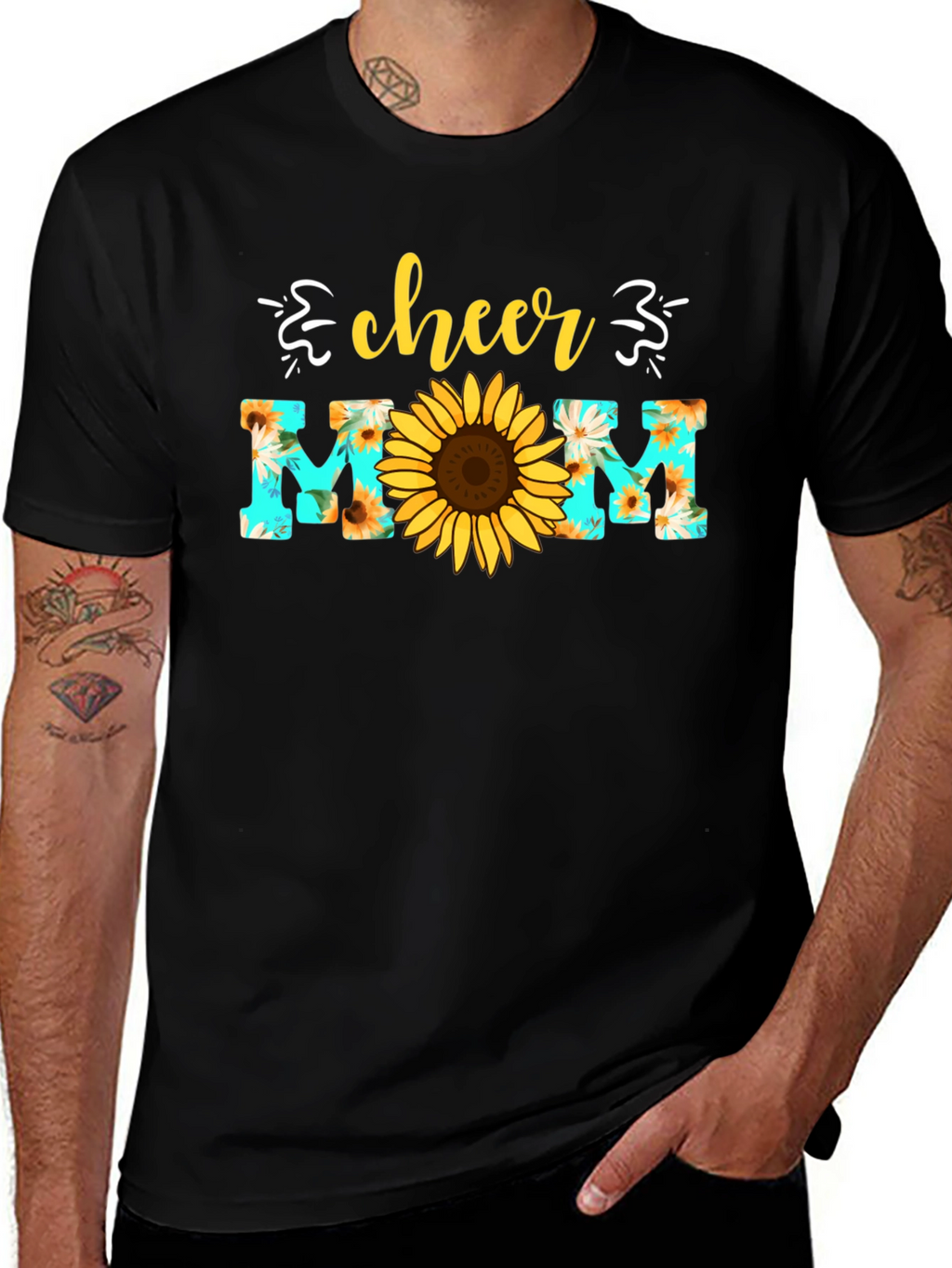 Cheer Mom Sunflower Graphic T-Shirt