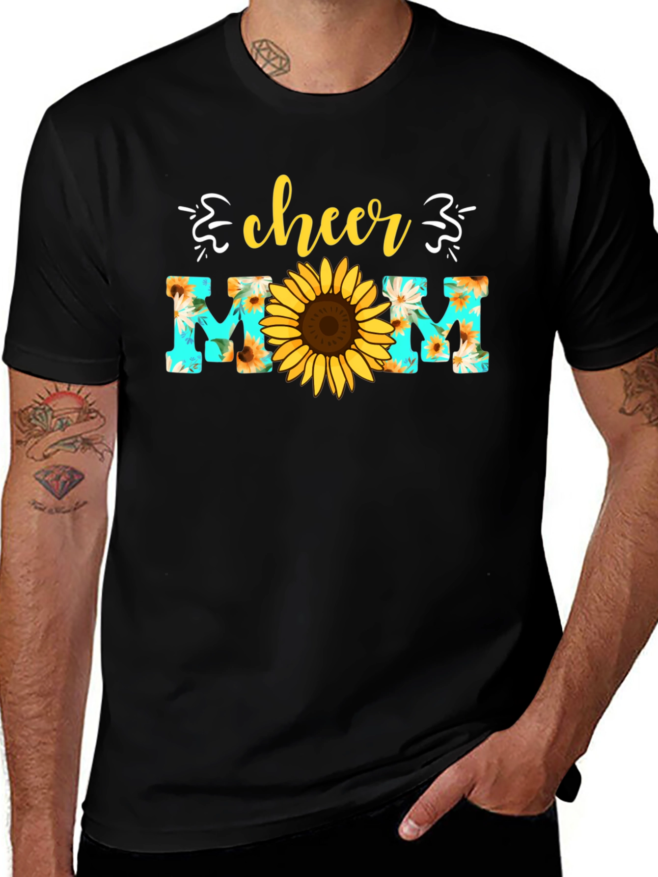Cheer Mom Sunflower Graphic T-Shirt