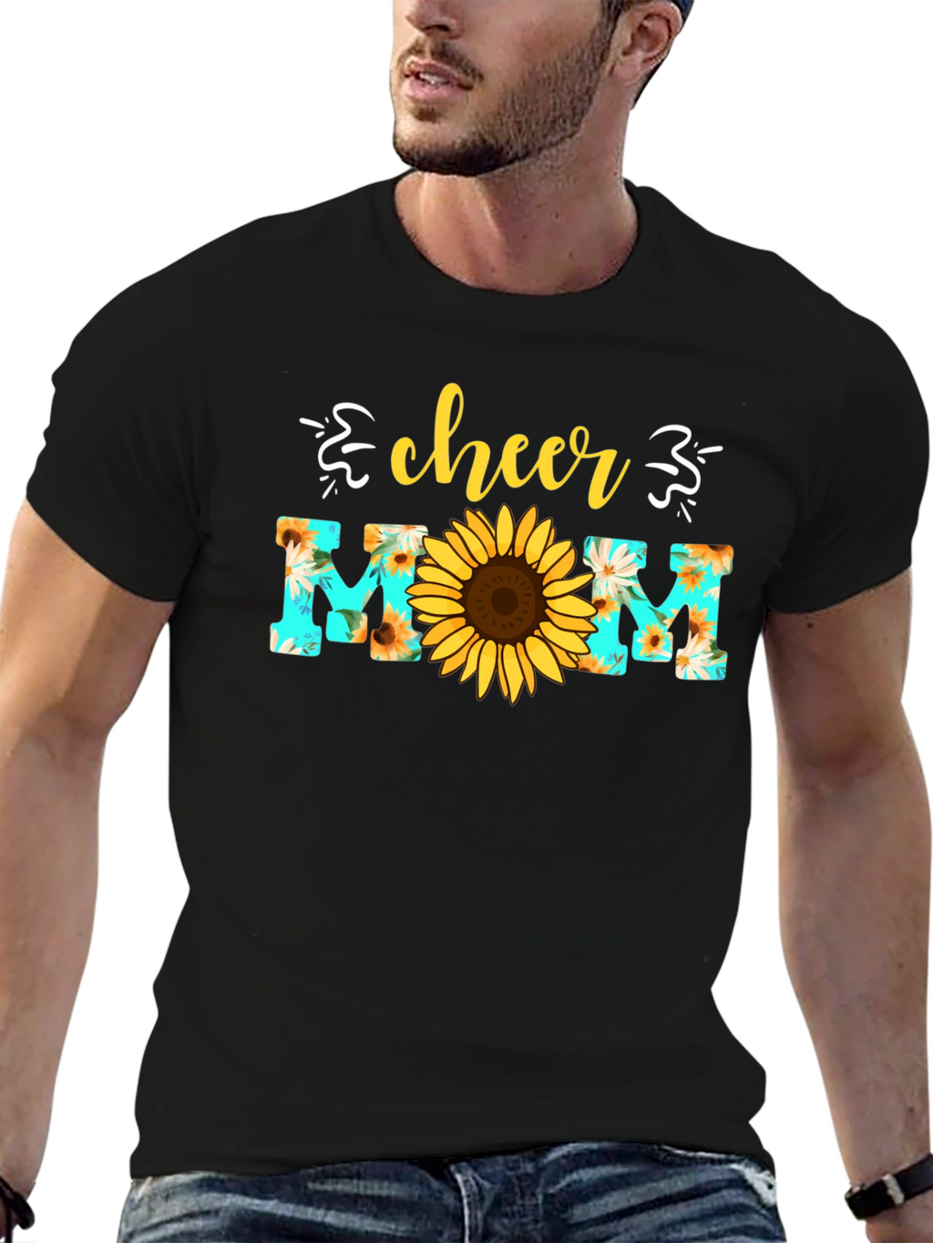 Cheer Mom Sunflower Graphic T-Shirt