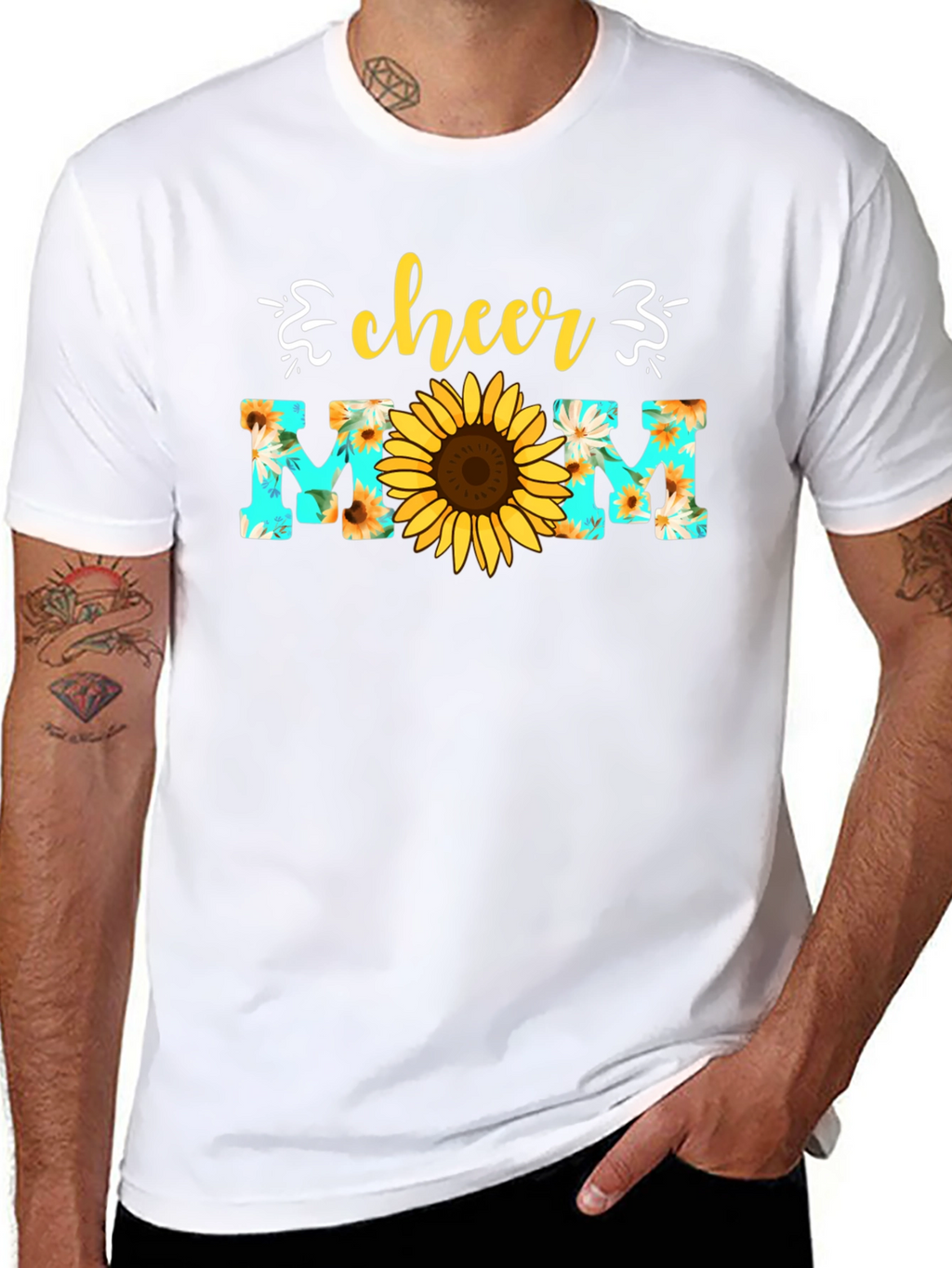 Cheer Mom Sunflower Graphic T-Shirt