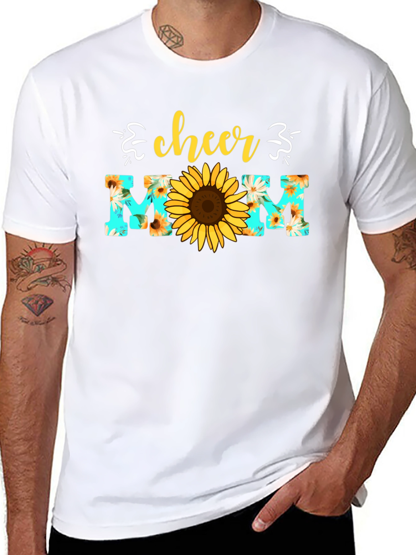 Cheer Mom Sunflower Graphic T-Shirt