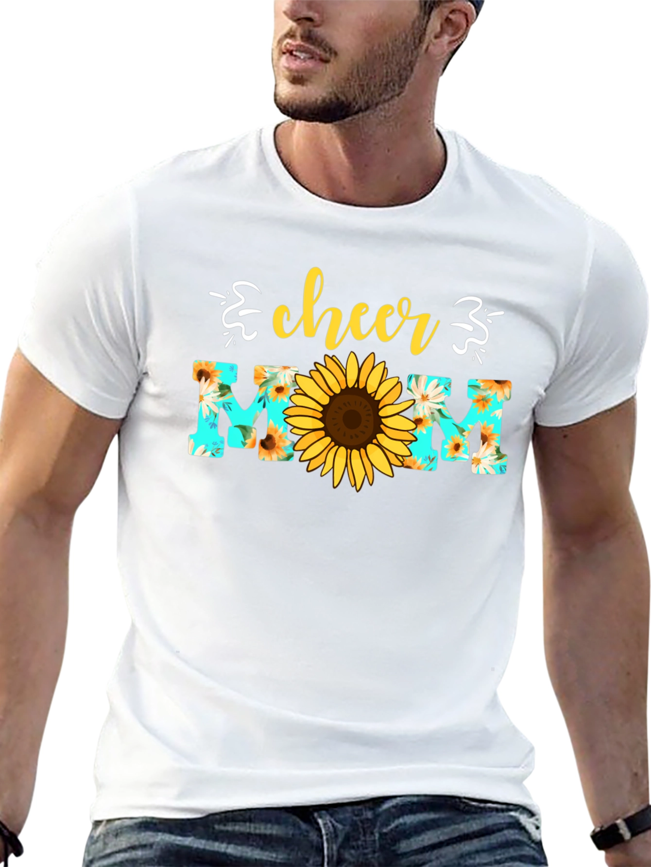 Cheer Mom Sunflower Graphic T-Shirt