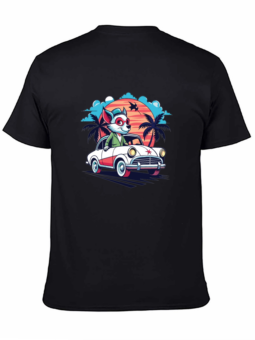 Cool Cartoon Fox Car T-Shirt
