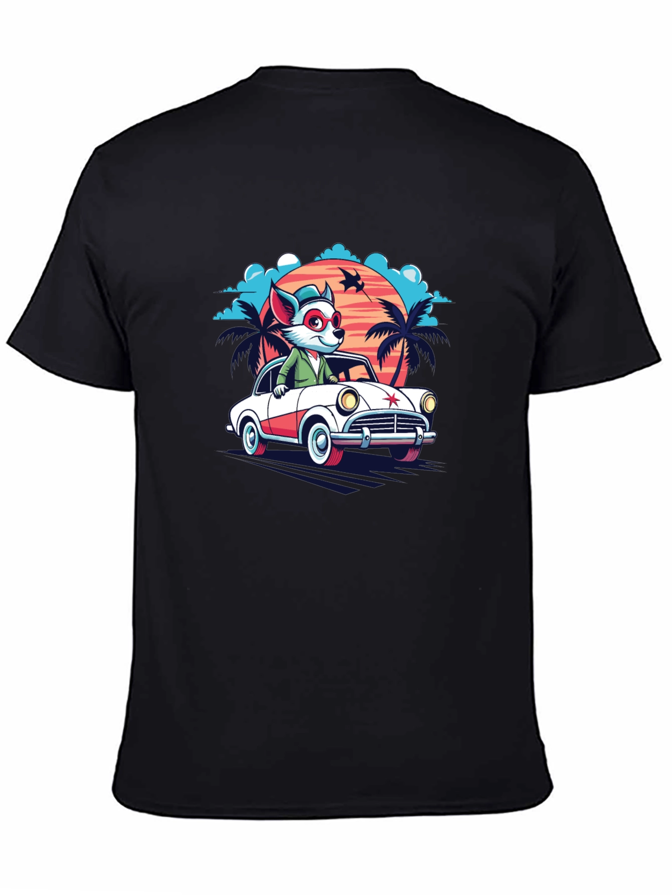 Cool Cartoon Fox Car T-Shirt