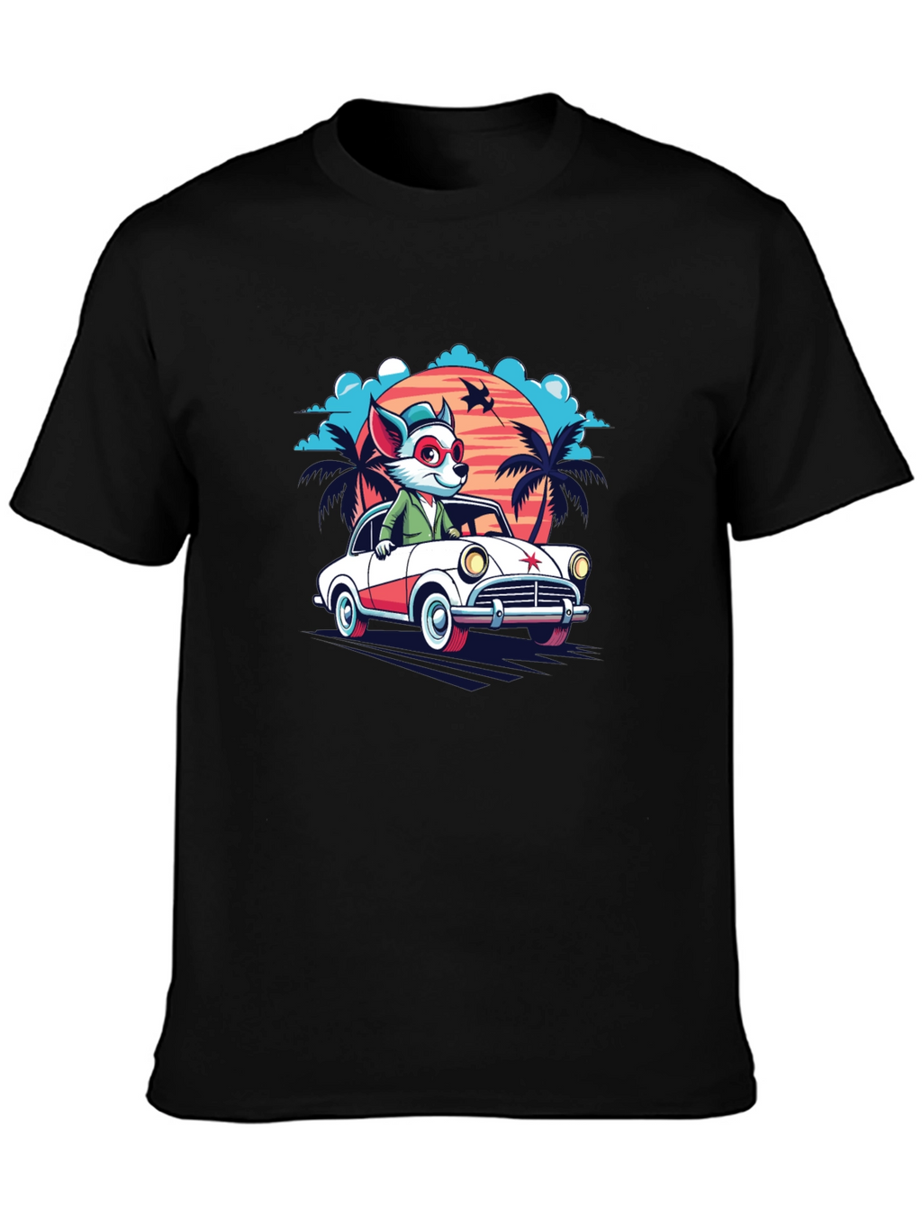 Cool Cartoon Fox Car T-Shirt