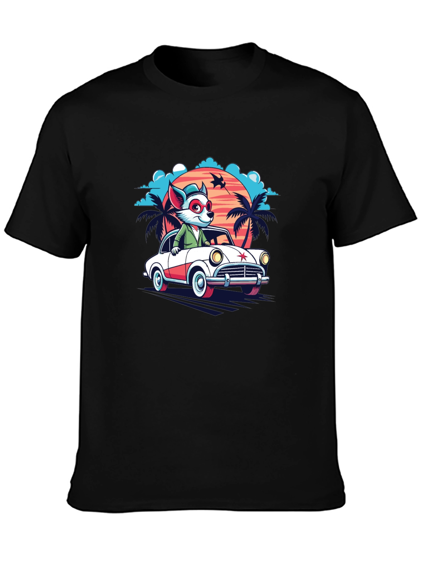 Cool Cartoon Fox Car T-Shirt