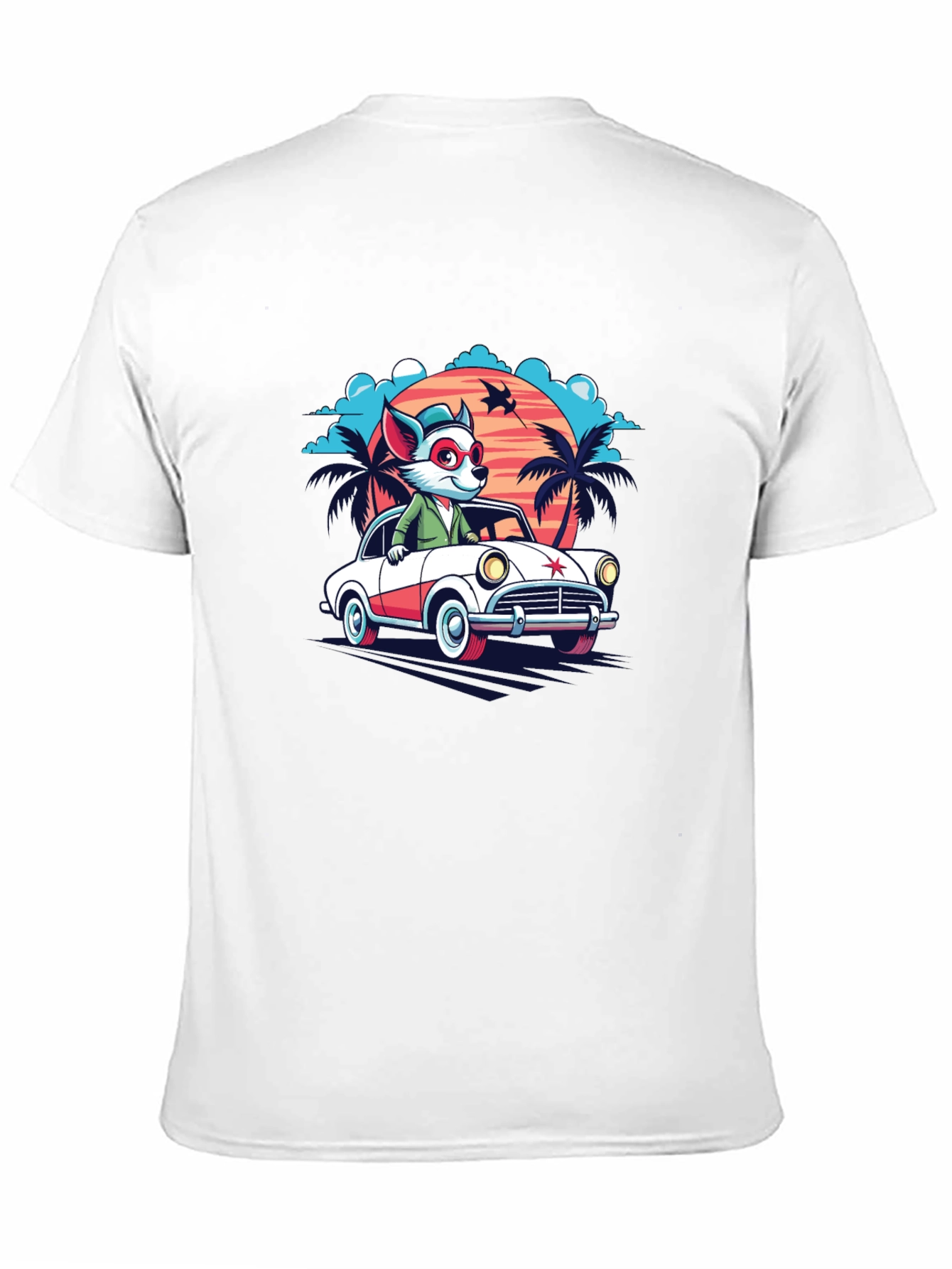 Cool Cartoon Fox Car T-Shirt