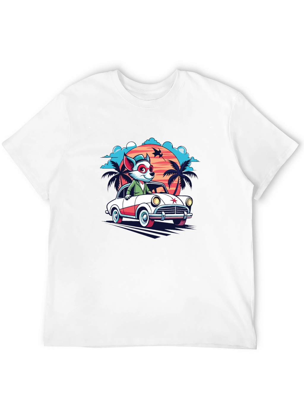 Cool Cartoon Fox Car T-Shirt