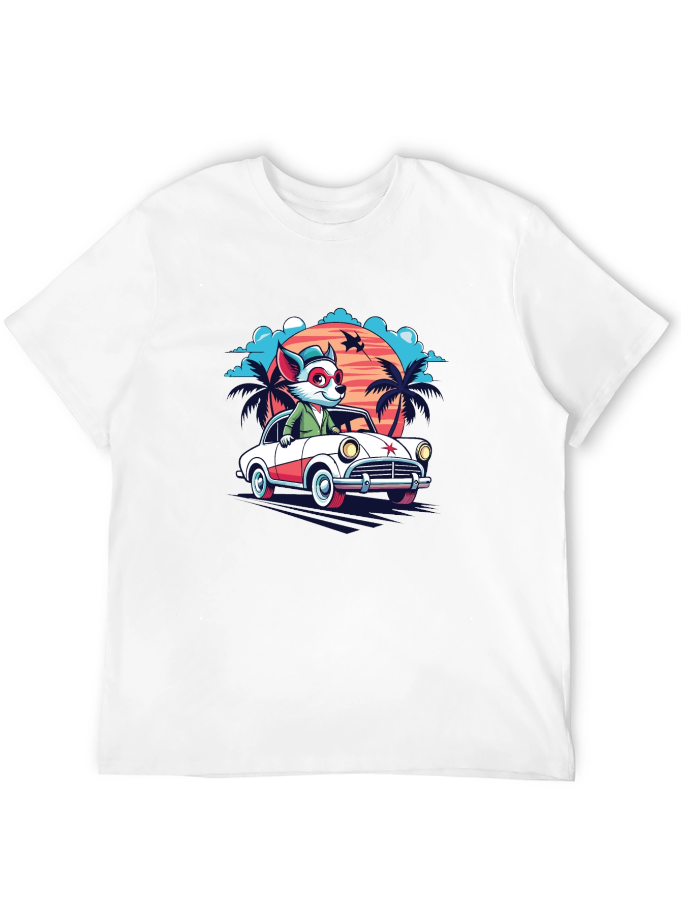 Cool Cartoon Fox Car T-Shirt