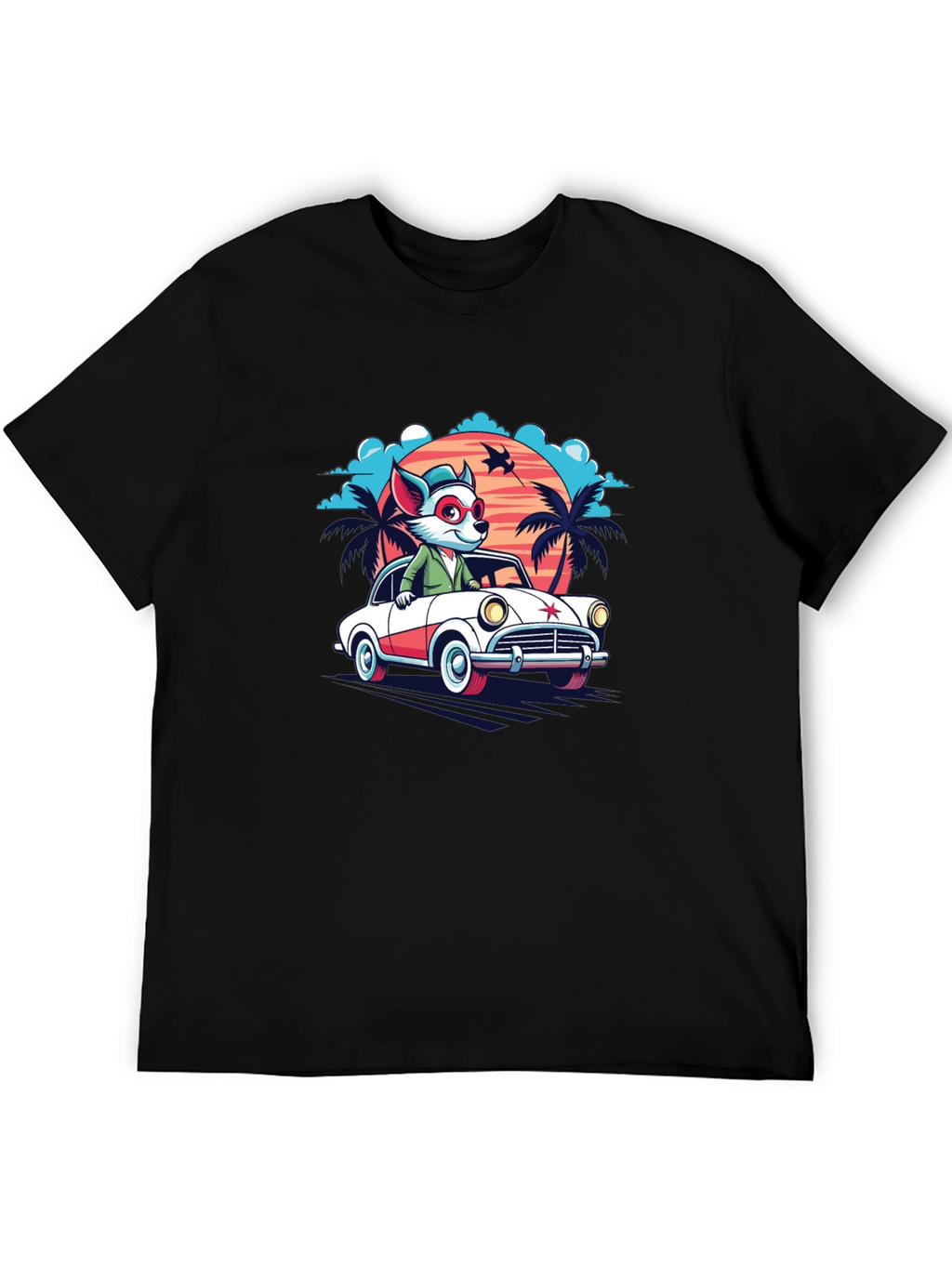 Cool Cartoon Fox Car T-Shirt