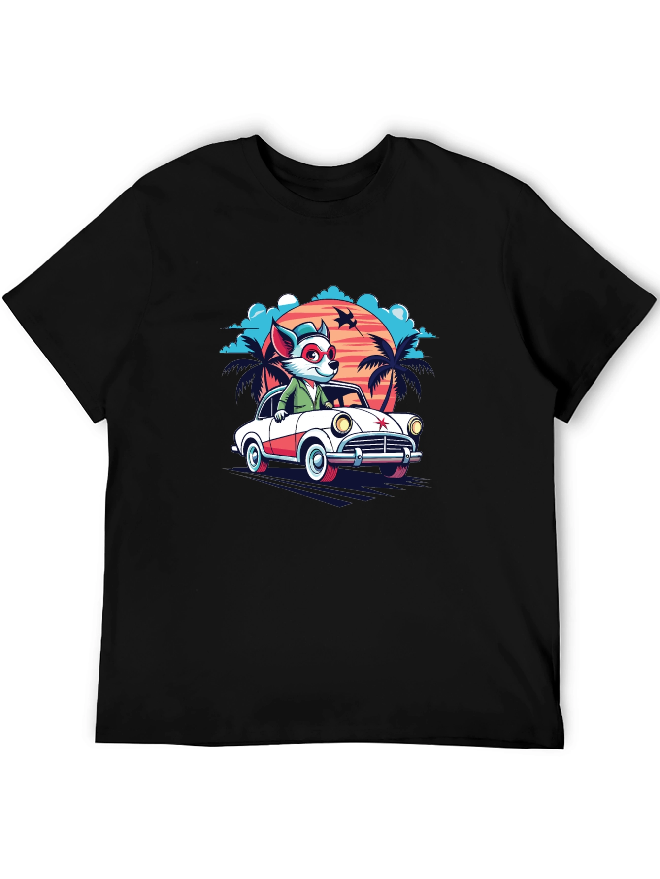 Cool Cartoon Fox Car T-Shirt