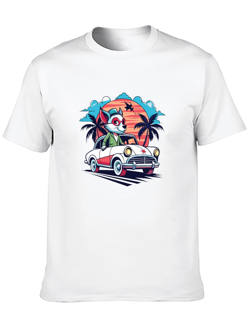 Cool Cartoon Fox Car T-Shirt