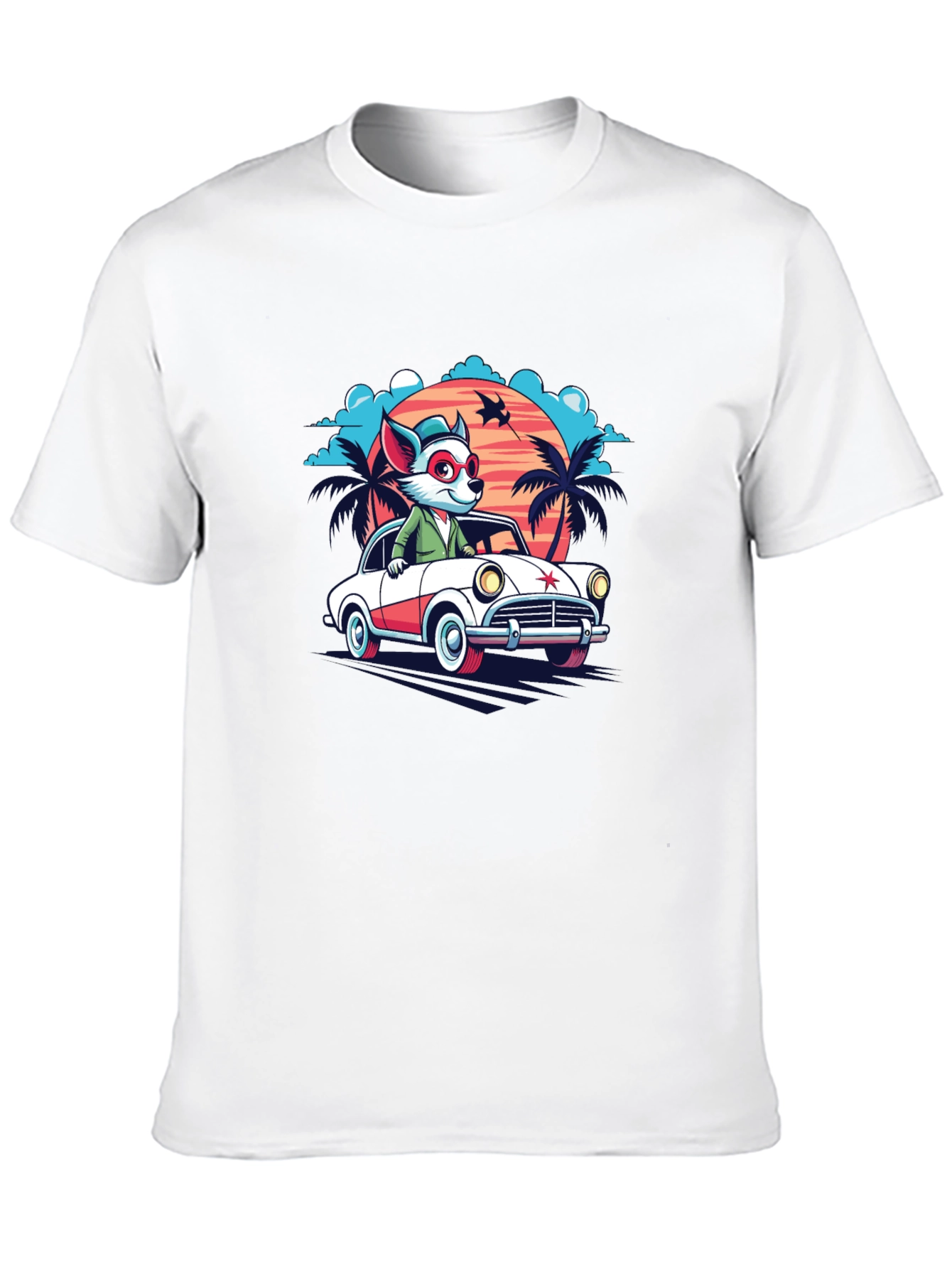 Cool Cartoon Fox Car T-Shirt