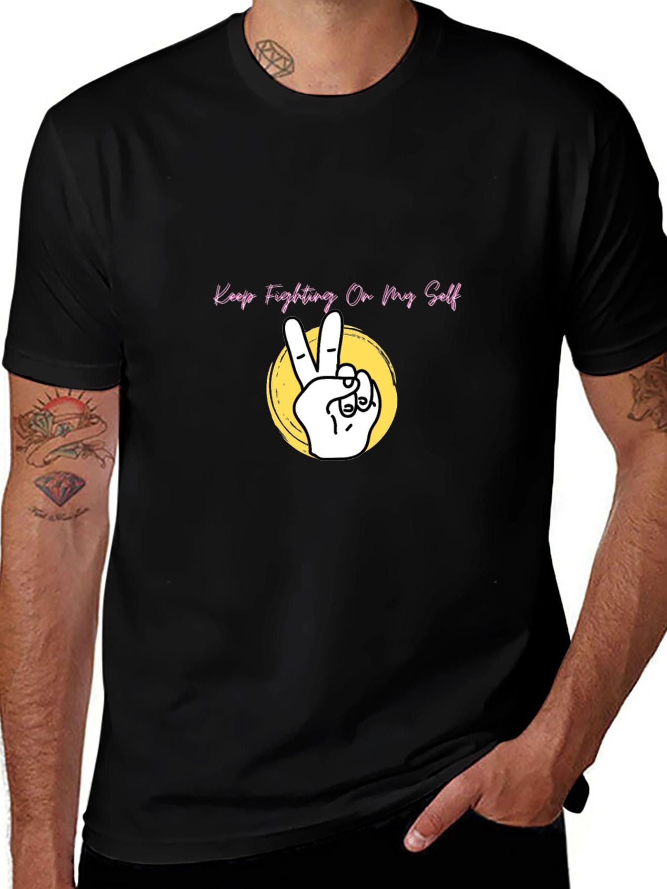 Keep Fighting On My Self Black T-Shirt