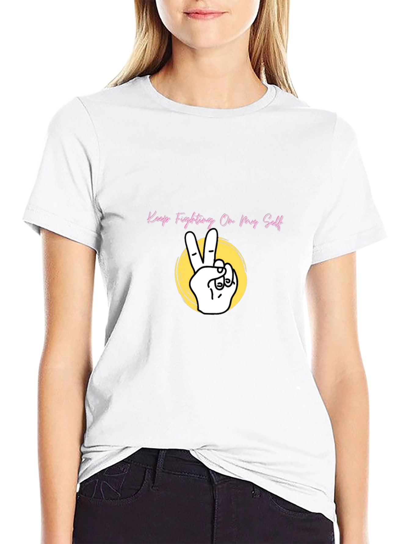 Keep Fighting On My Self Black T-Shirt