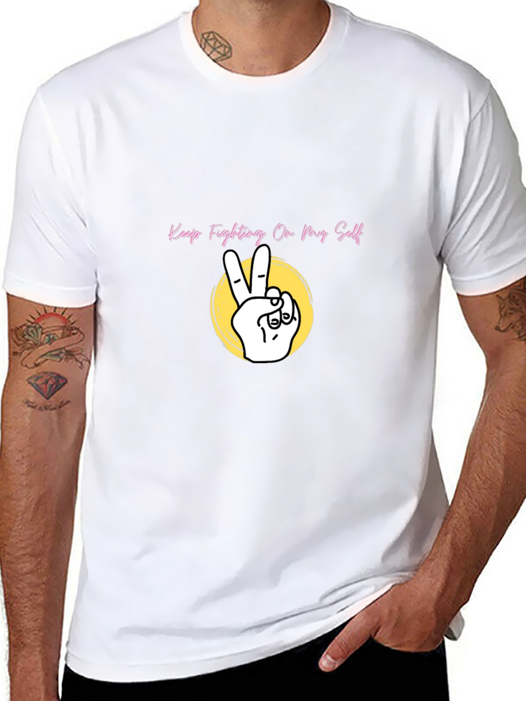 Keep Fighting On My Self Black T-Shirt
