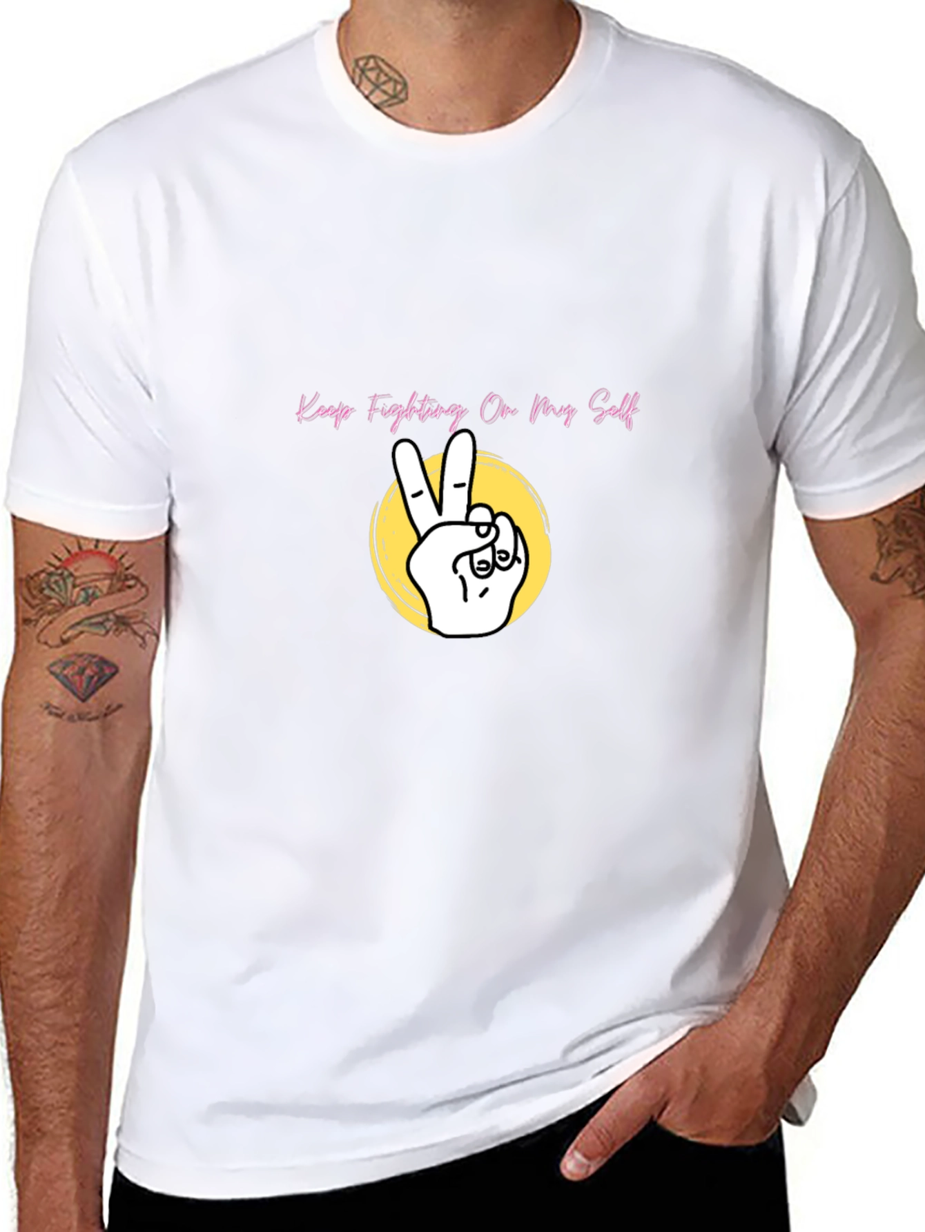 Keep Fighting On My Self Black T-Shirt