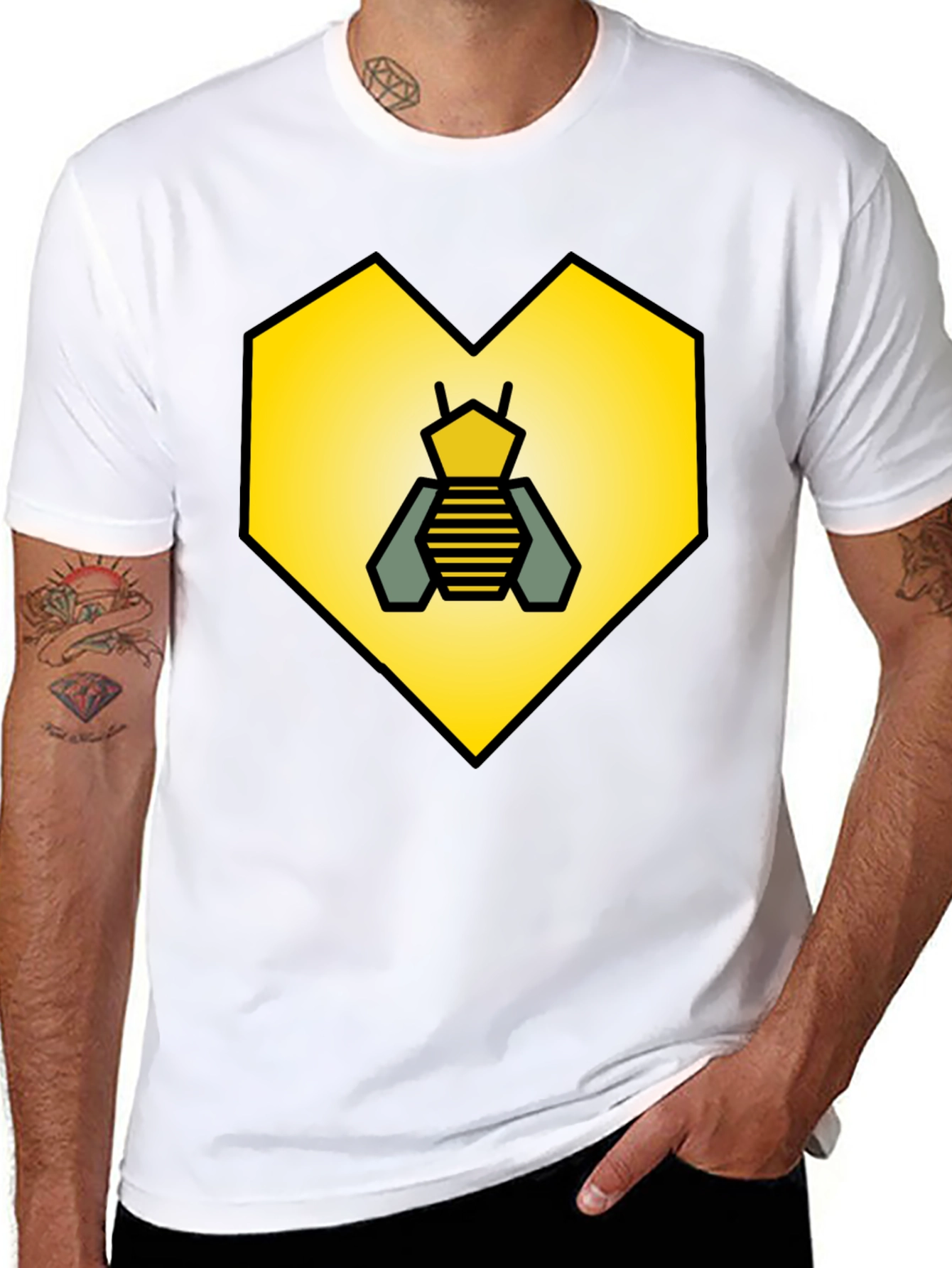 Bee Heart Graphic Tee - Black Cotton Blend Shirt