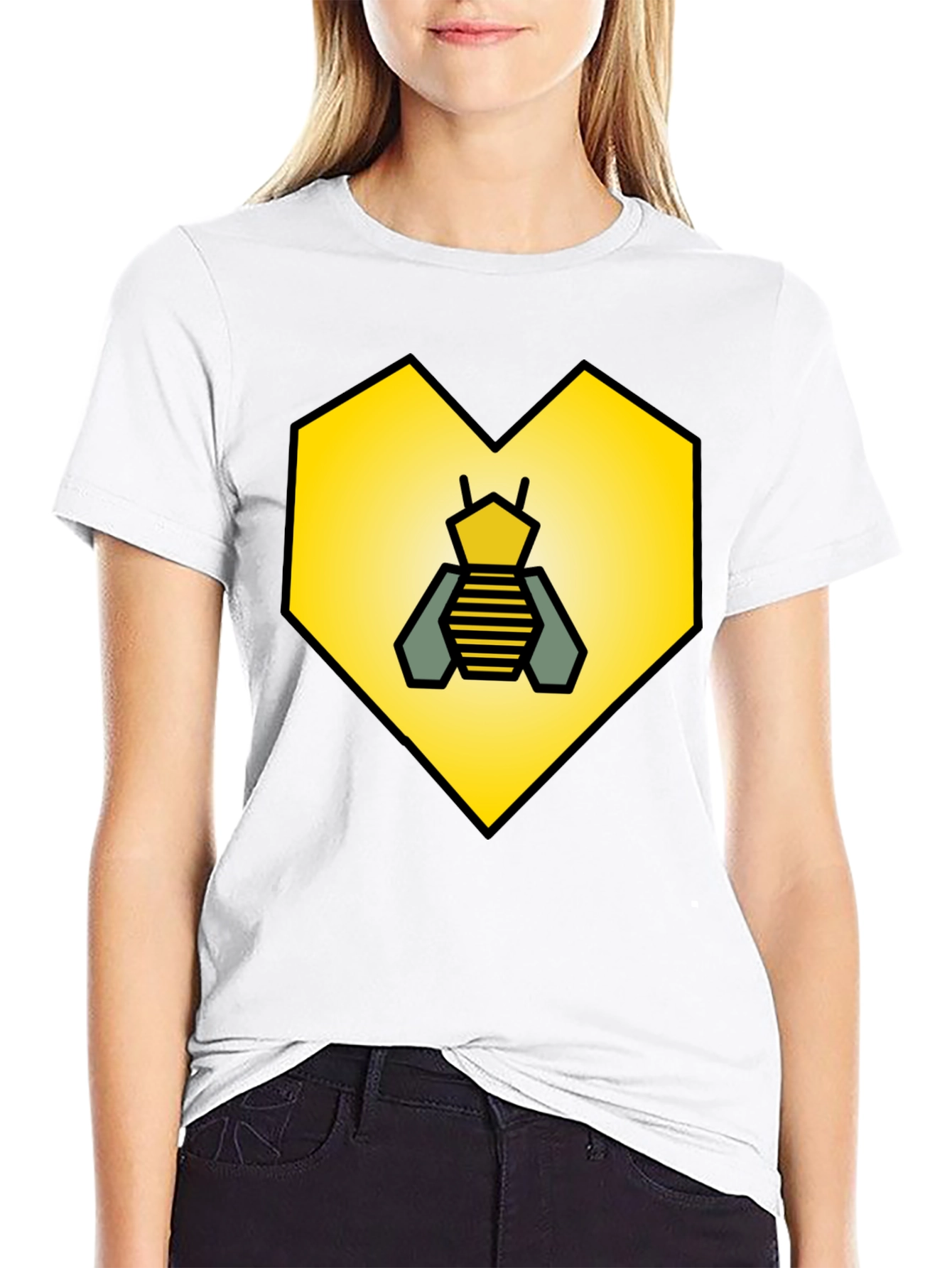 Bee Heart Graphic Tee - Black Cotton Blend Shirt