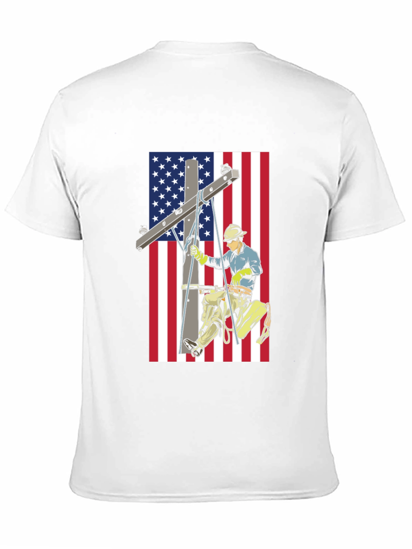 Electric Lineman American Flag Graphic T-Shirt