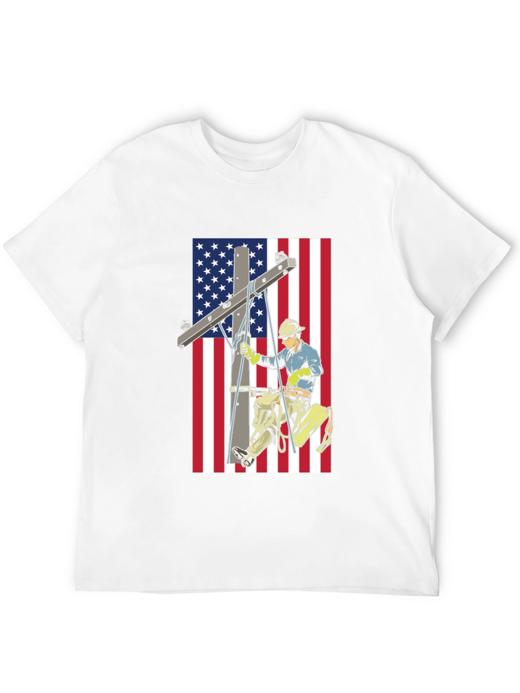 Electric Lineman American Flag Graphic T-Shirt