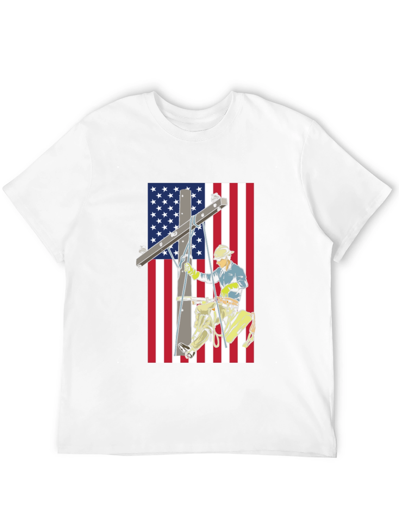 Electric Lineman American Flag Graphic T-Shirt