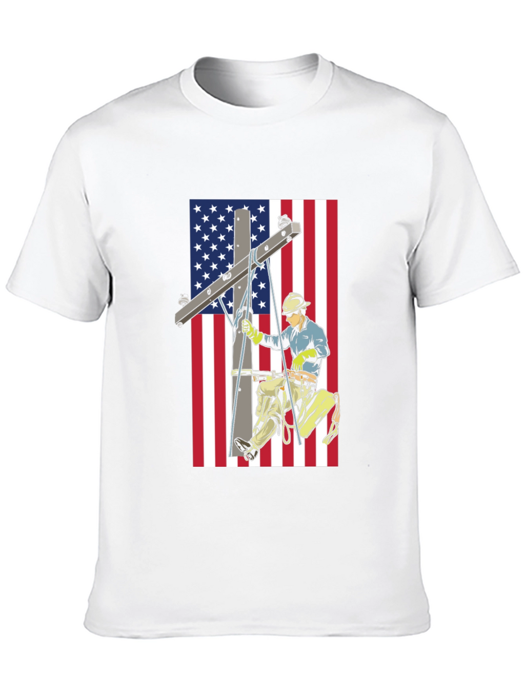 Electric Lineman American Flag Graphic T-Shirt