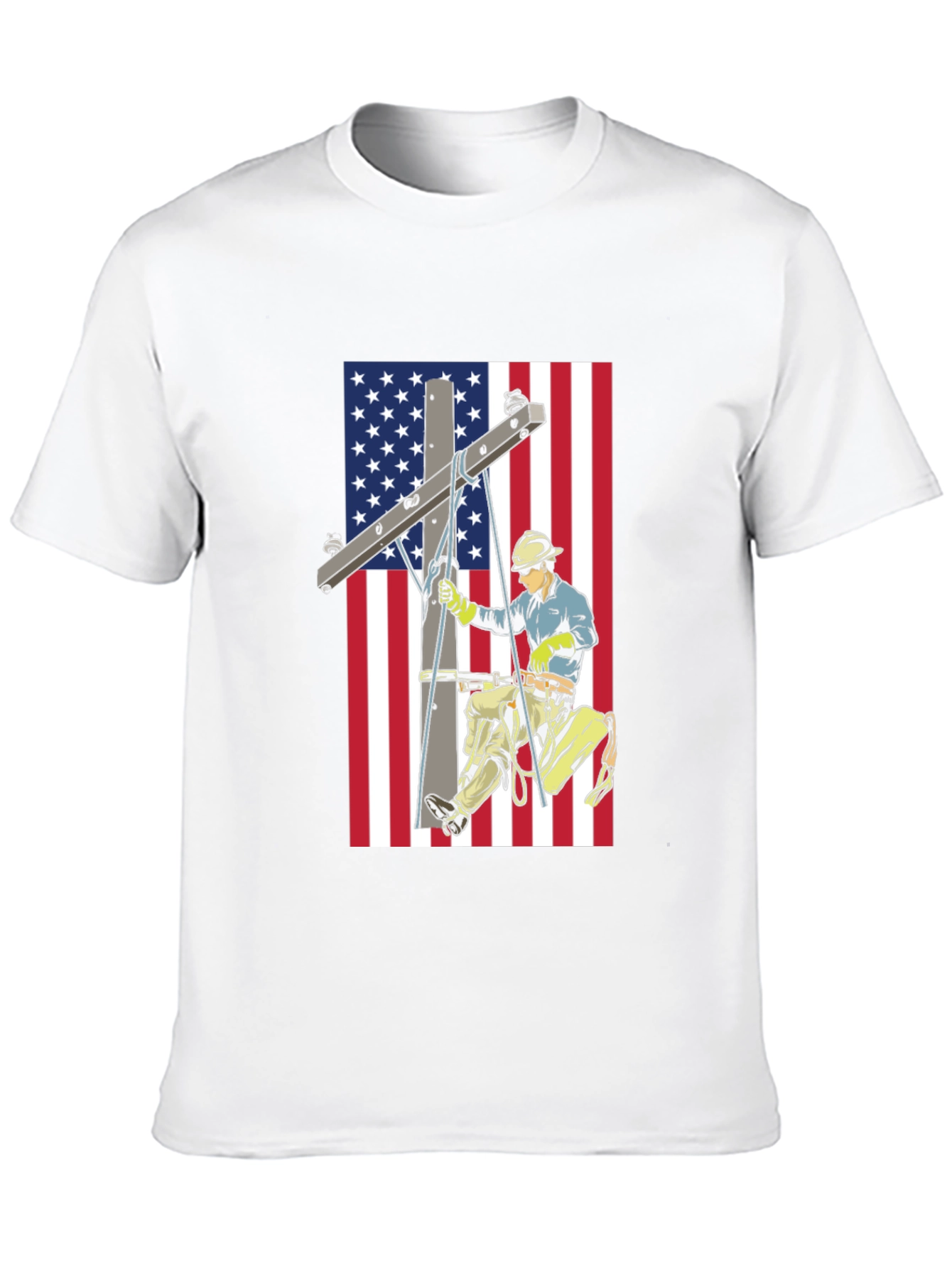 Electric Lineman American Flag Graphic T-Shirt