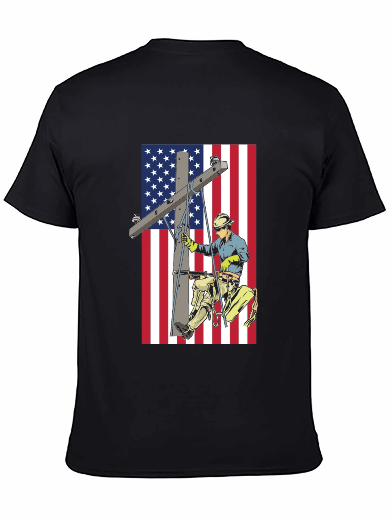 Electric Lineman American Flag Graphic T-Shirt