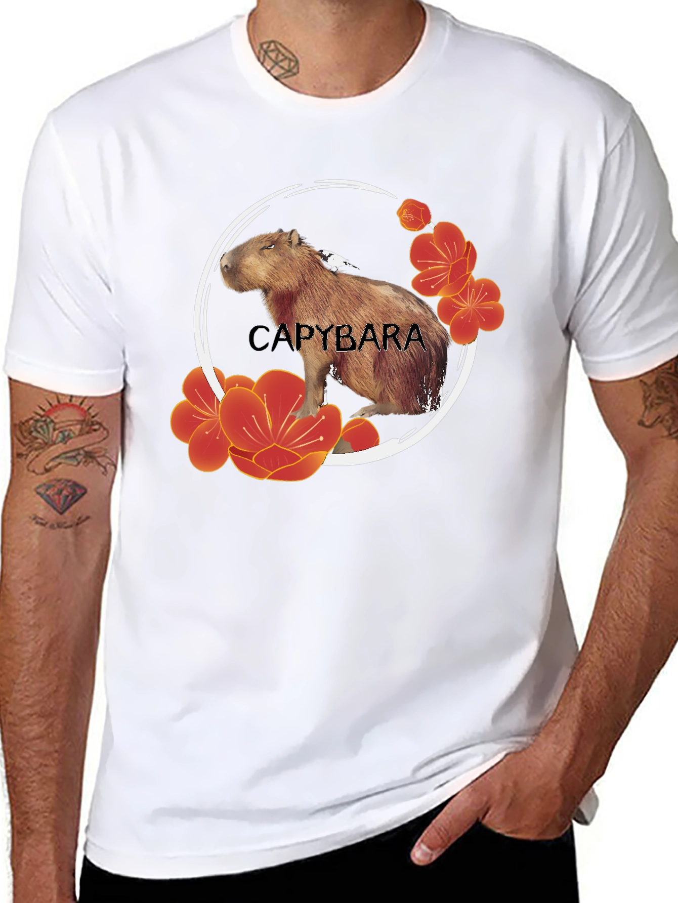 Capybara Floral T-Shirt - Unique Design