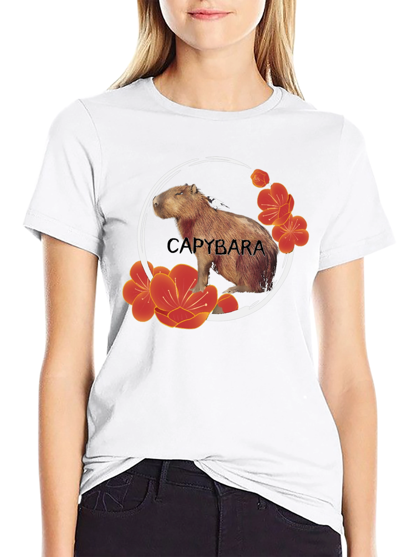 Capybara Floral T-Shirt - Unique Design