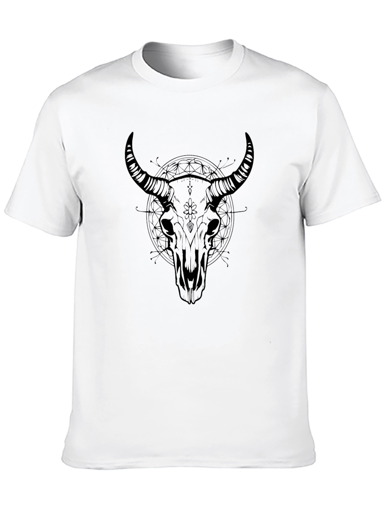 Black Bull Skull Graphic Tee - Mens Casual Shirt