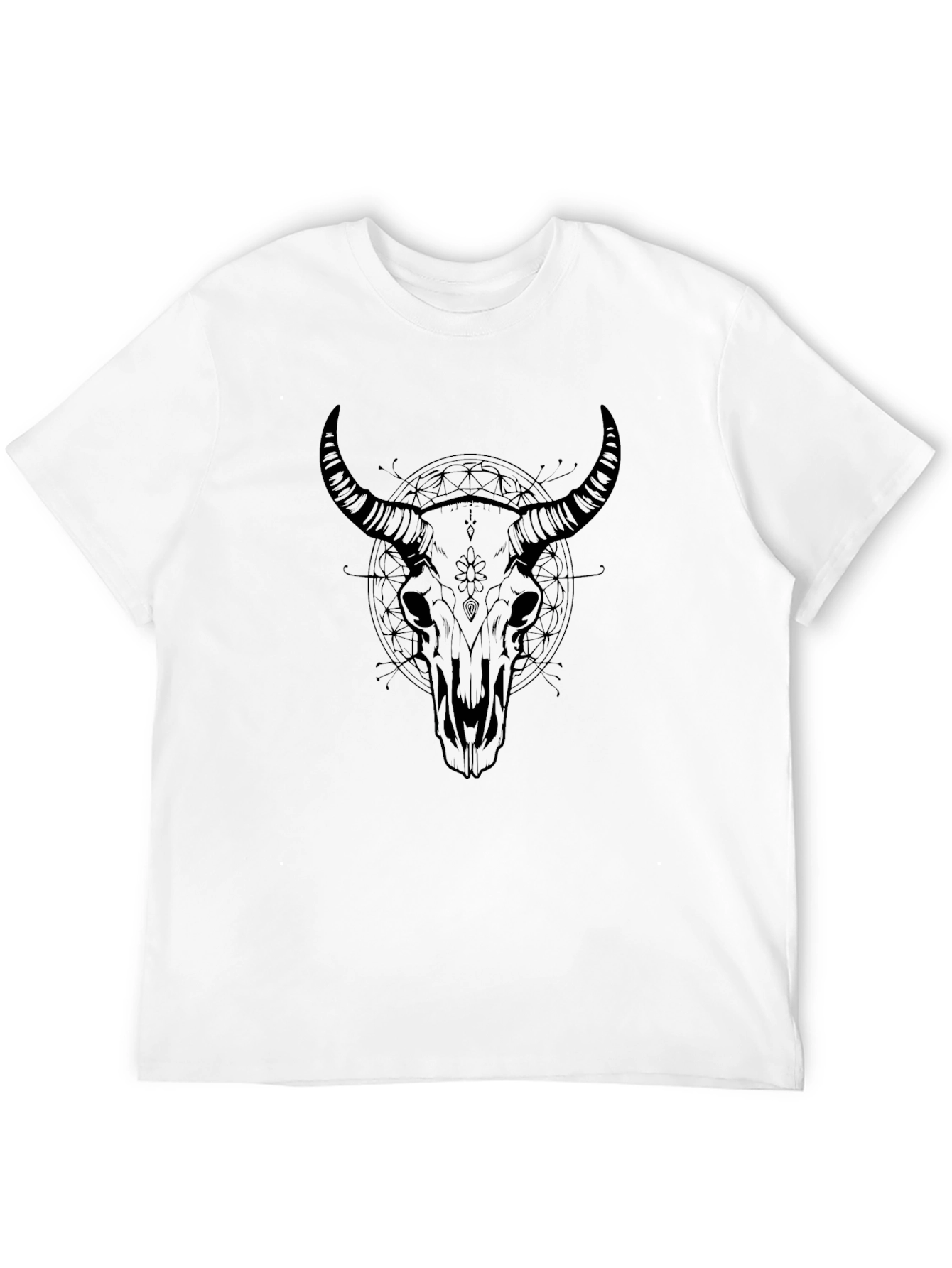 Black Bull Skull Graphic Tee - Mens Casual Shirt