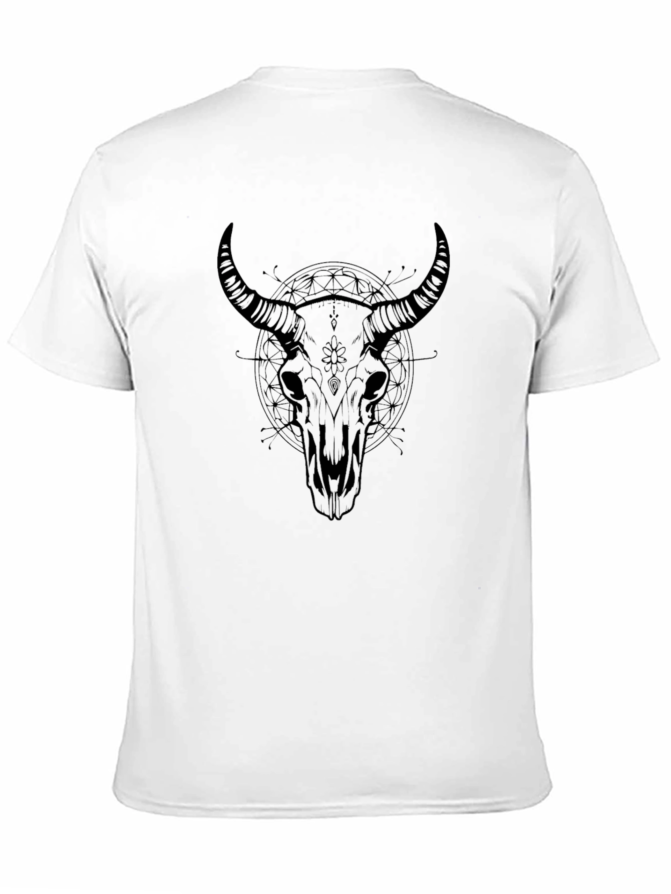 Black Bull Skull Graphic Tee - Mens Casual Shirt