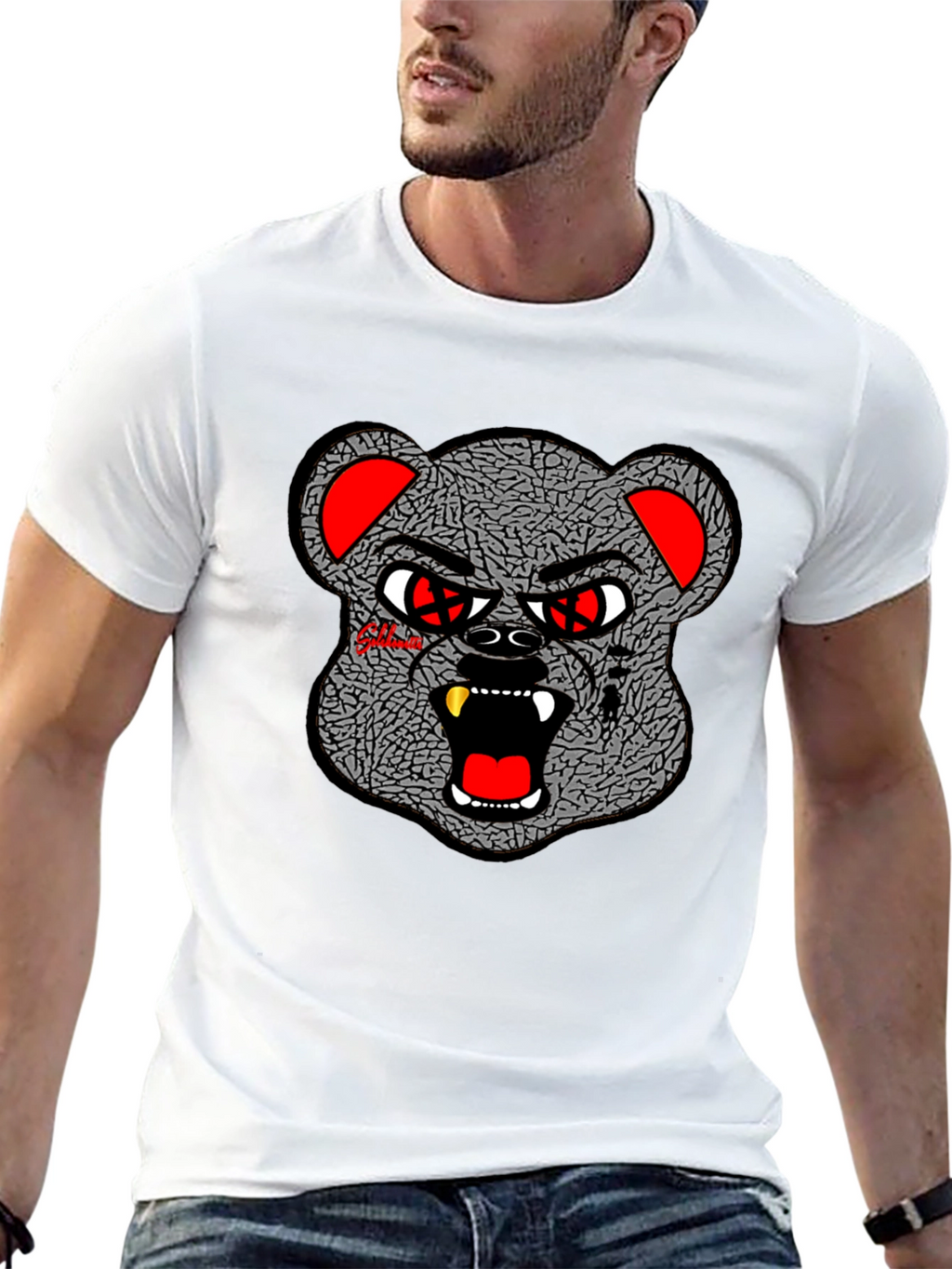 Edgy Graphic Tee - Bear Head Design