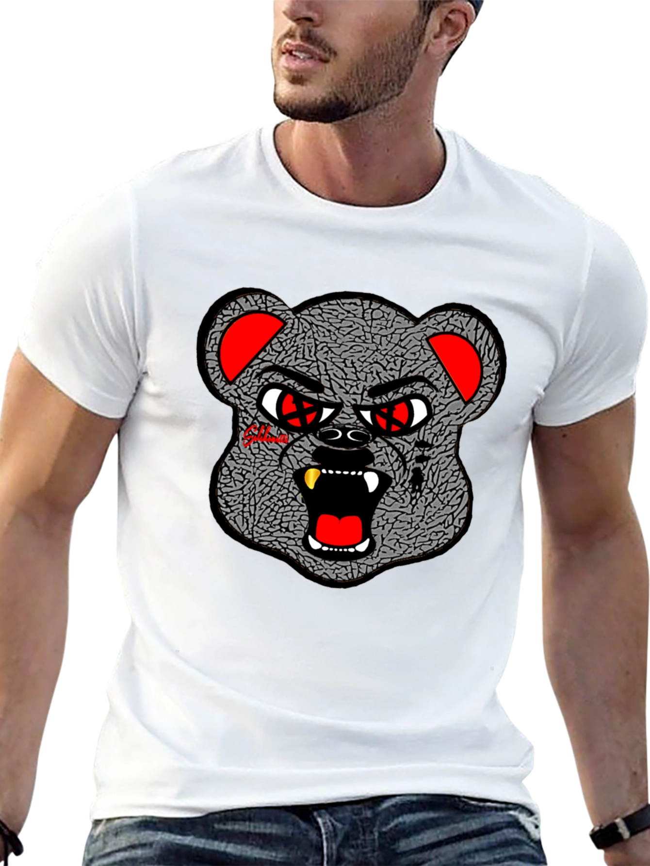 Edgy Graphic Tee - Bear Head Design