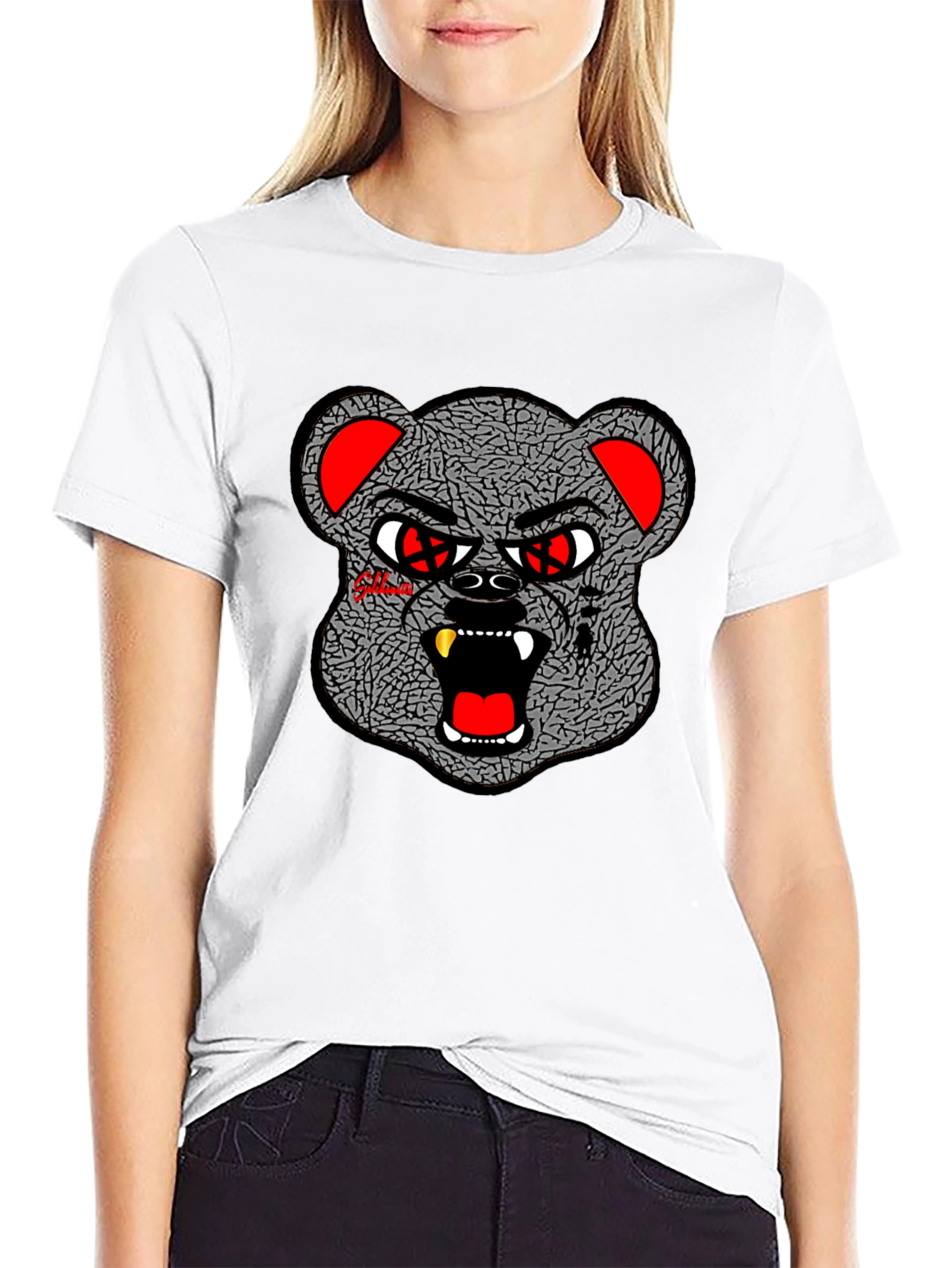 Edgy Graphic Tee - Bear Head Design