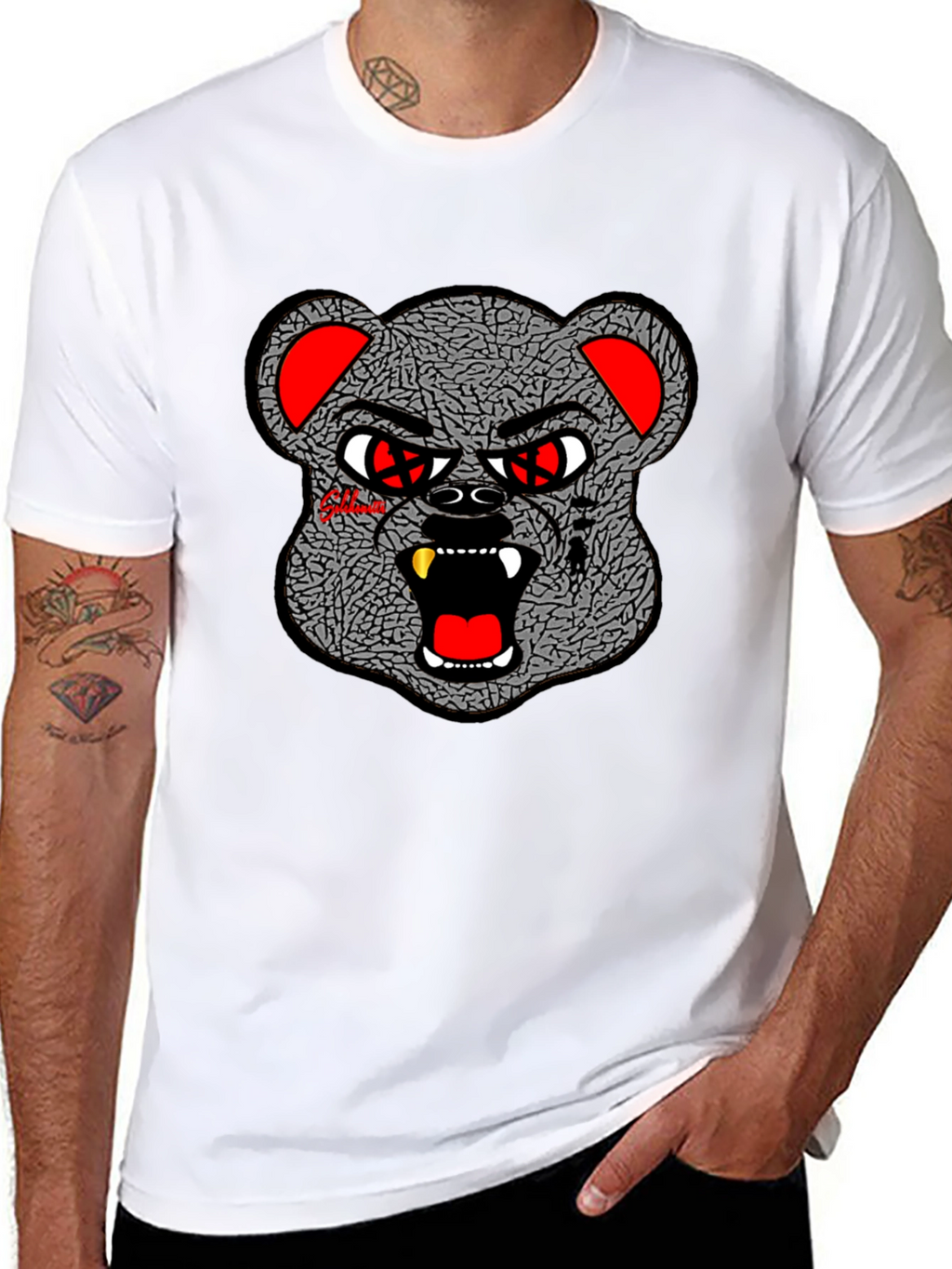 Edgy Graphic Tee - Bear Head Design