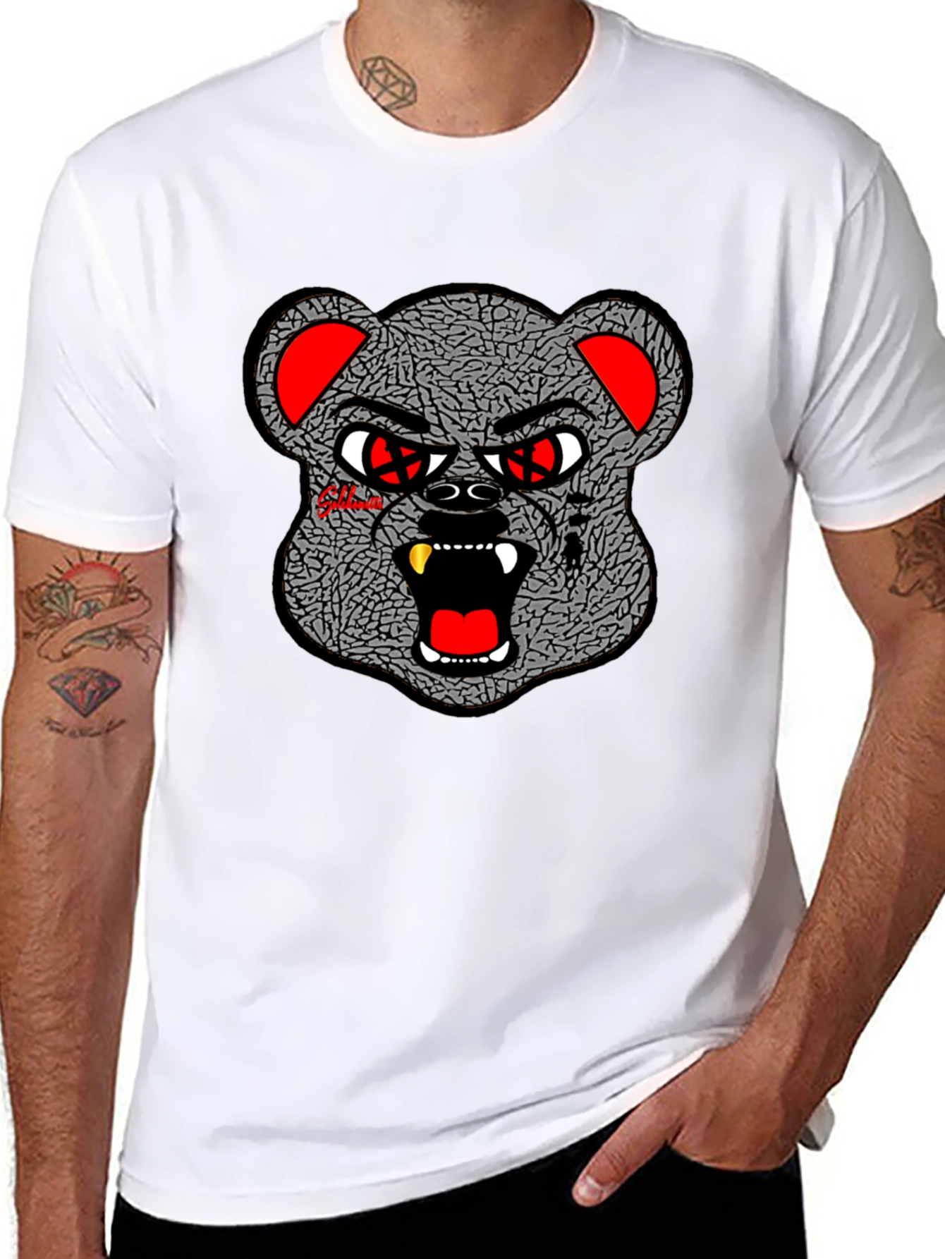 Edgy Graphic Tee - Bear Head Design