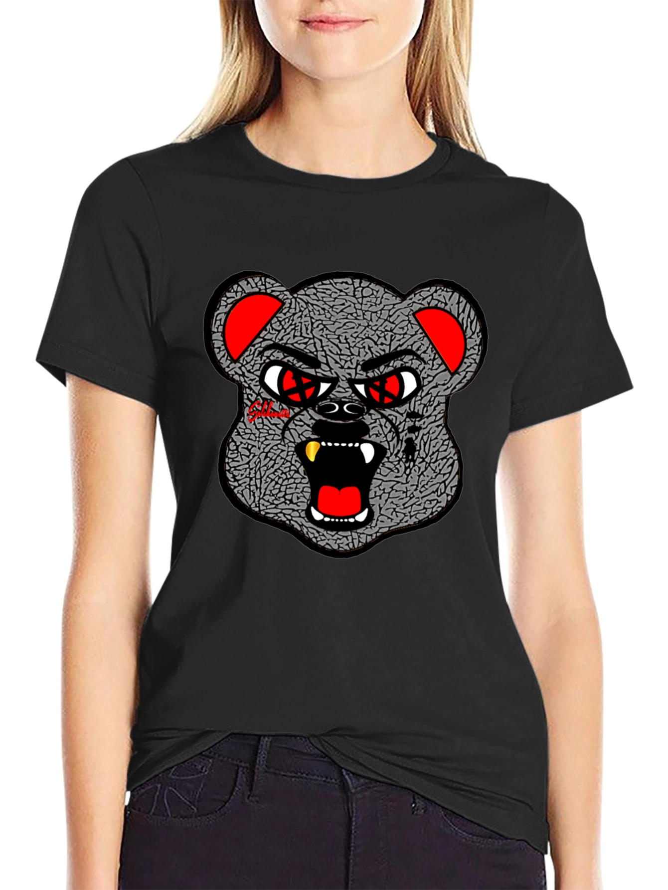 Edgy Graphic Tee - Bear Head Design