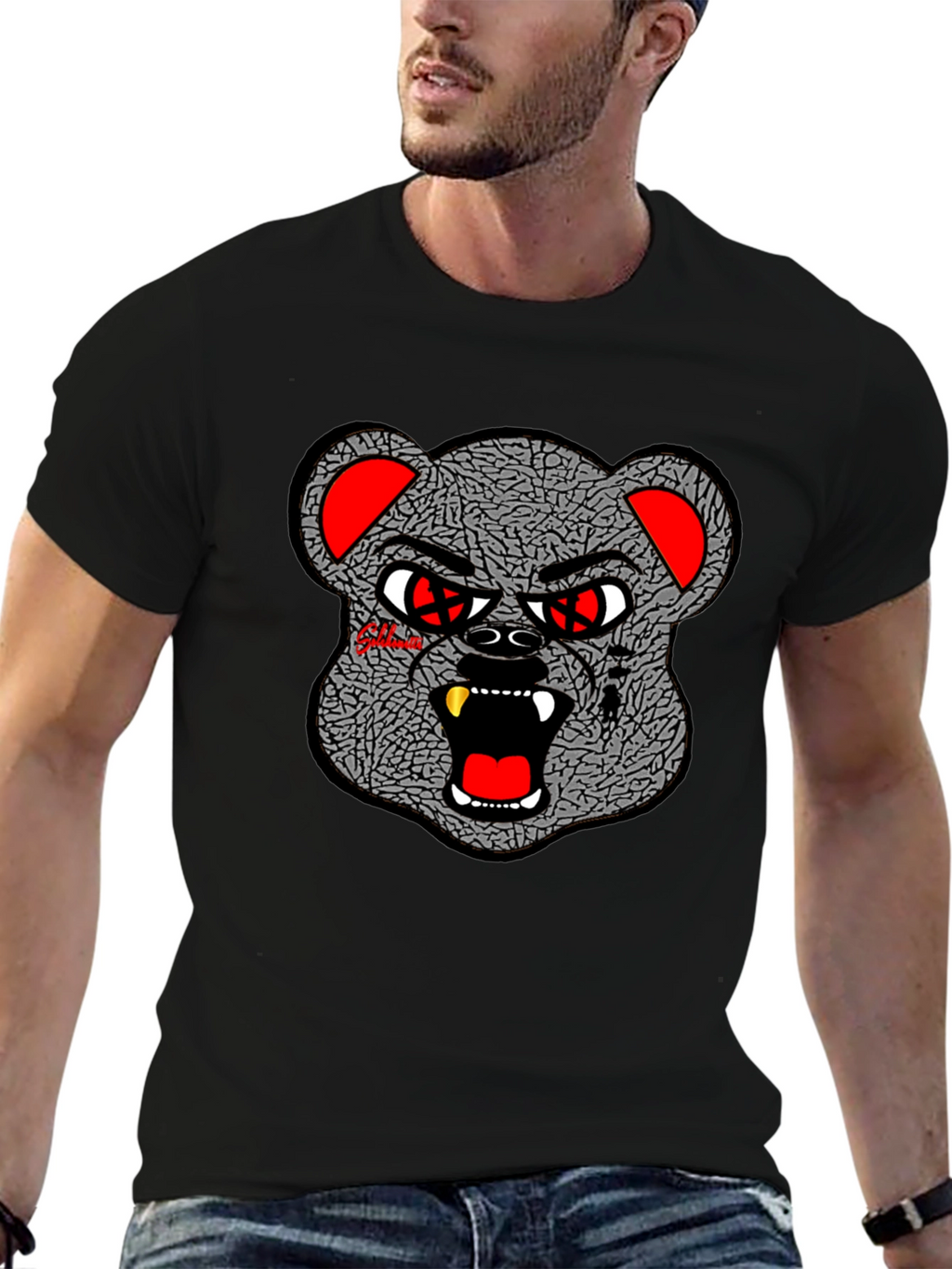 Edgy Graphic Tee - Bear Head Design