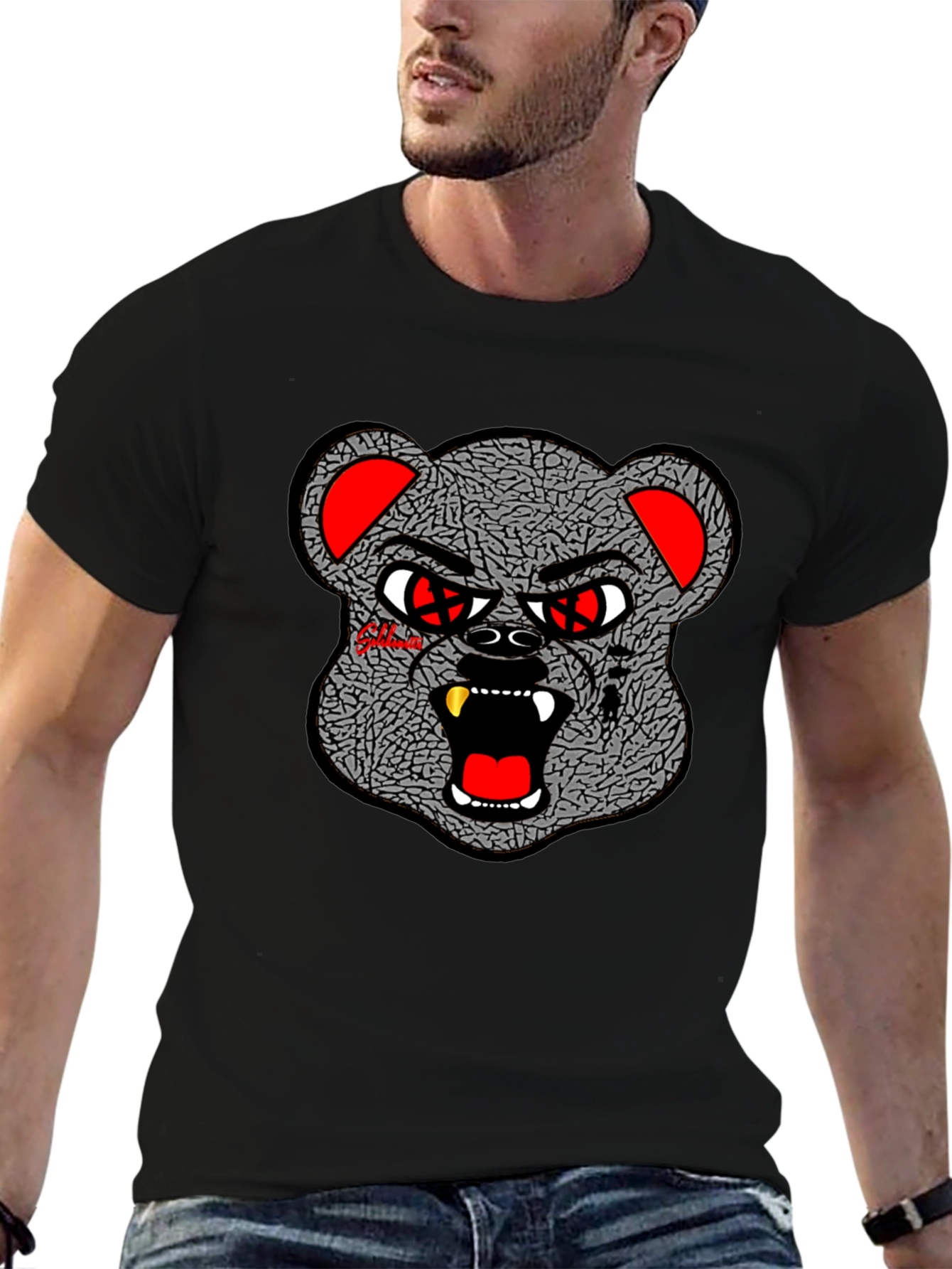Edgy Graphic Tee - Bear Head Design