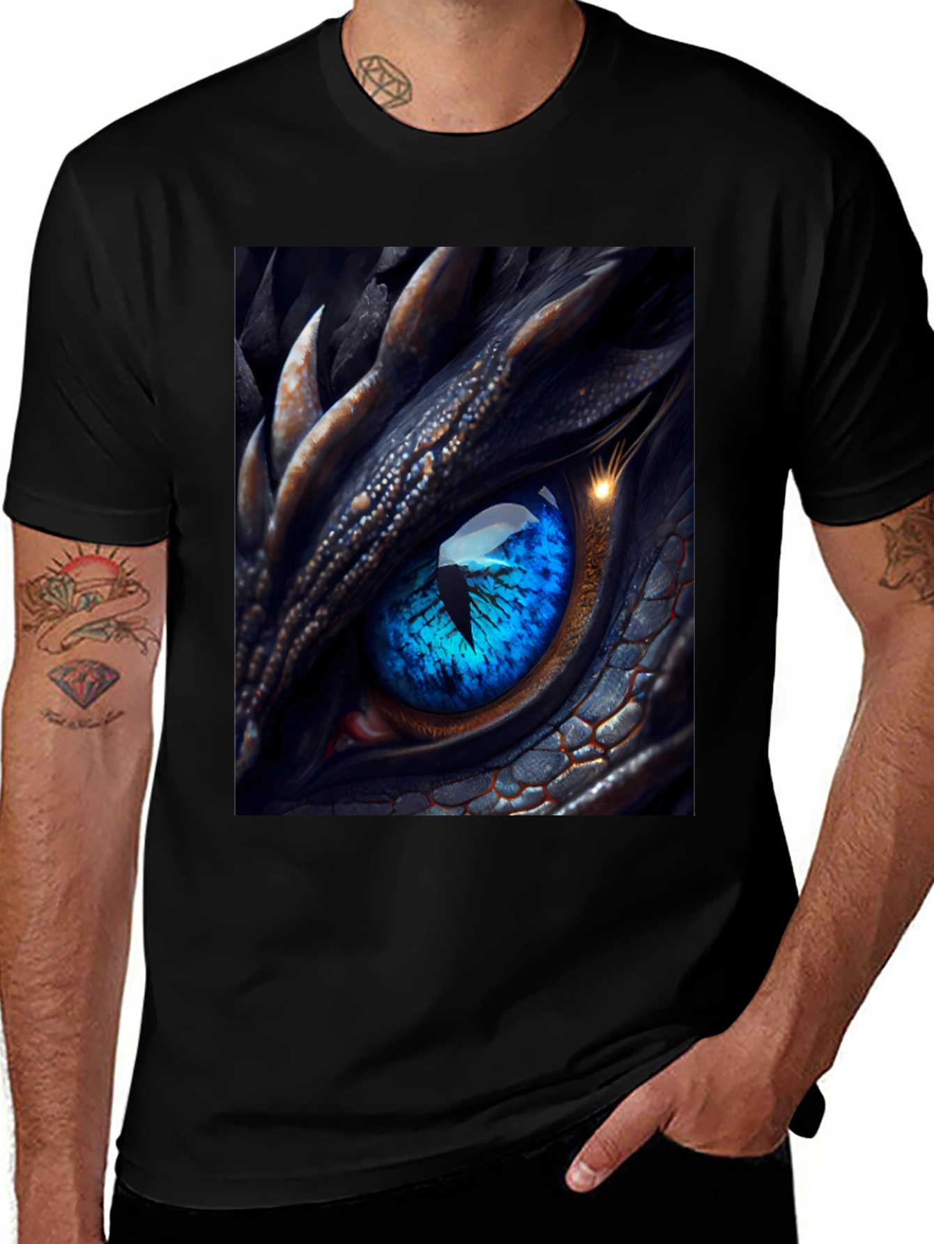 Dragon Eye Graphic T-Shirt - Mens Black Tee