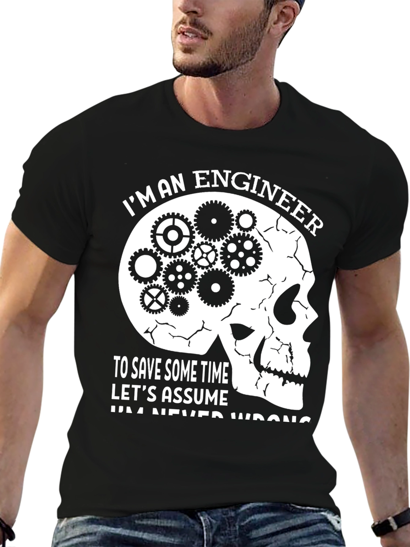 Engineer Skull Gear T-Shirt - Funny Sarcastic Tee