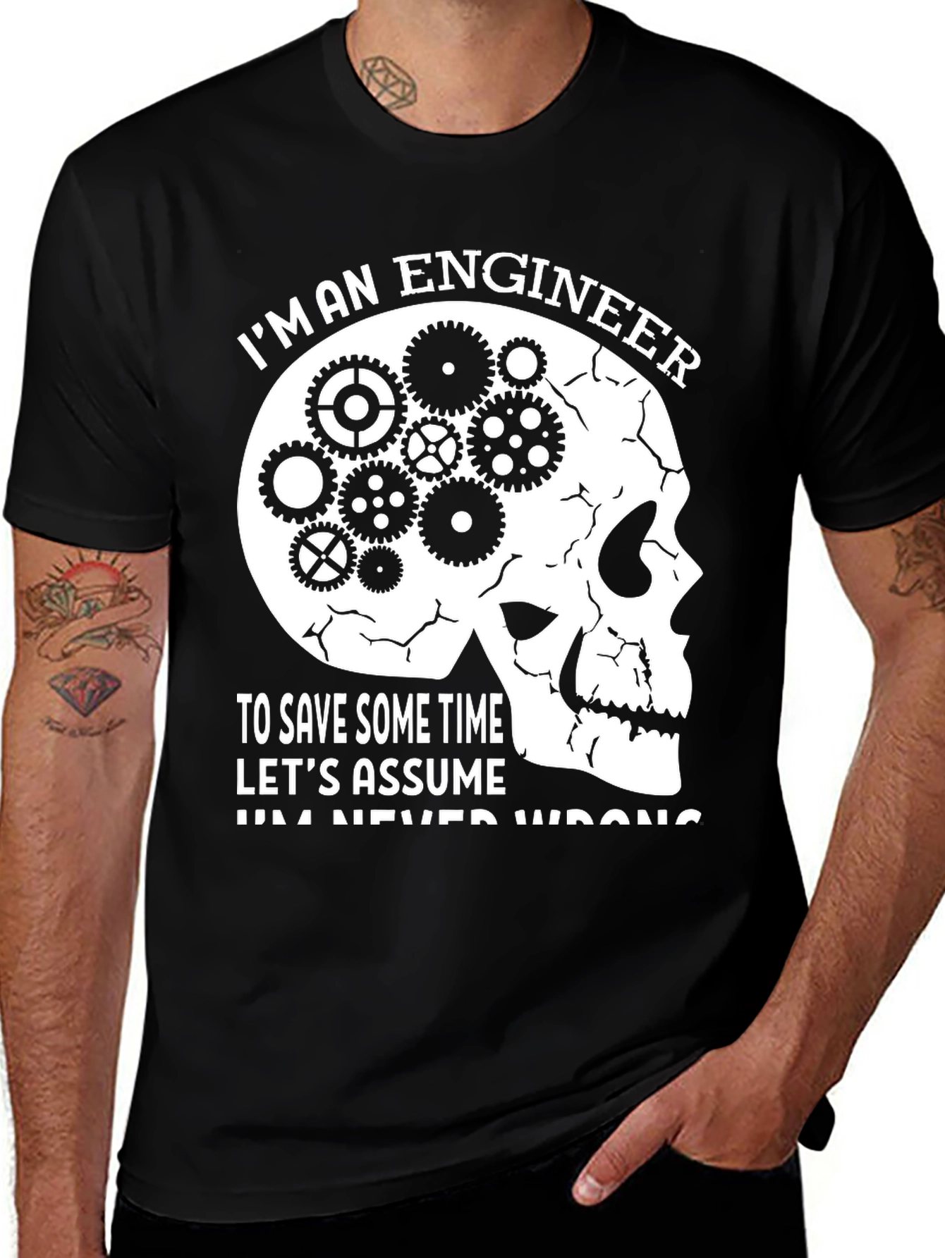 Engineer Skull Gear T-Shirt - Funny Sarcastic Tee