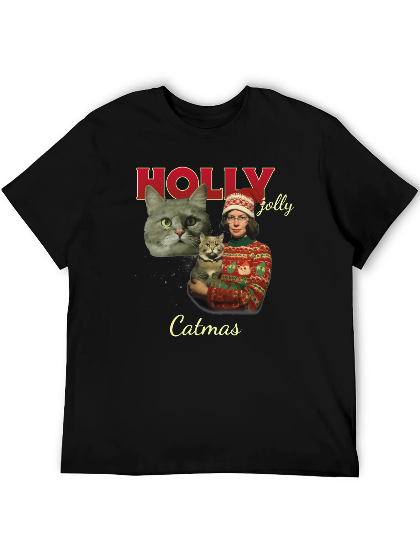 Catmas Holiday T-Shirt - Holly Jolly Christmas Cat Tee